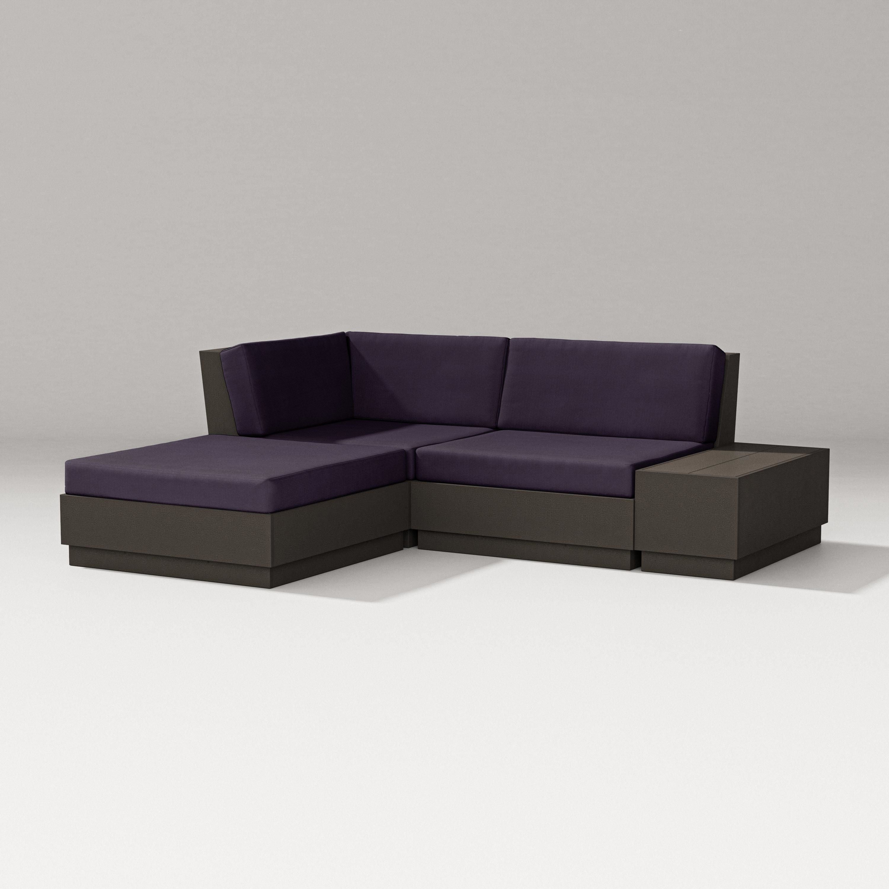PW Designer Series Elevate Loveseat Sectional with Chaise in Vintage Coffee / Navy Linen