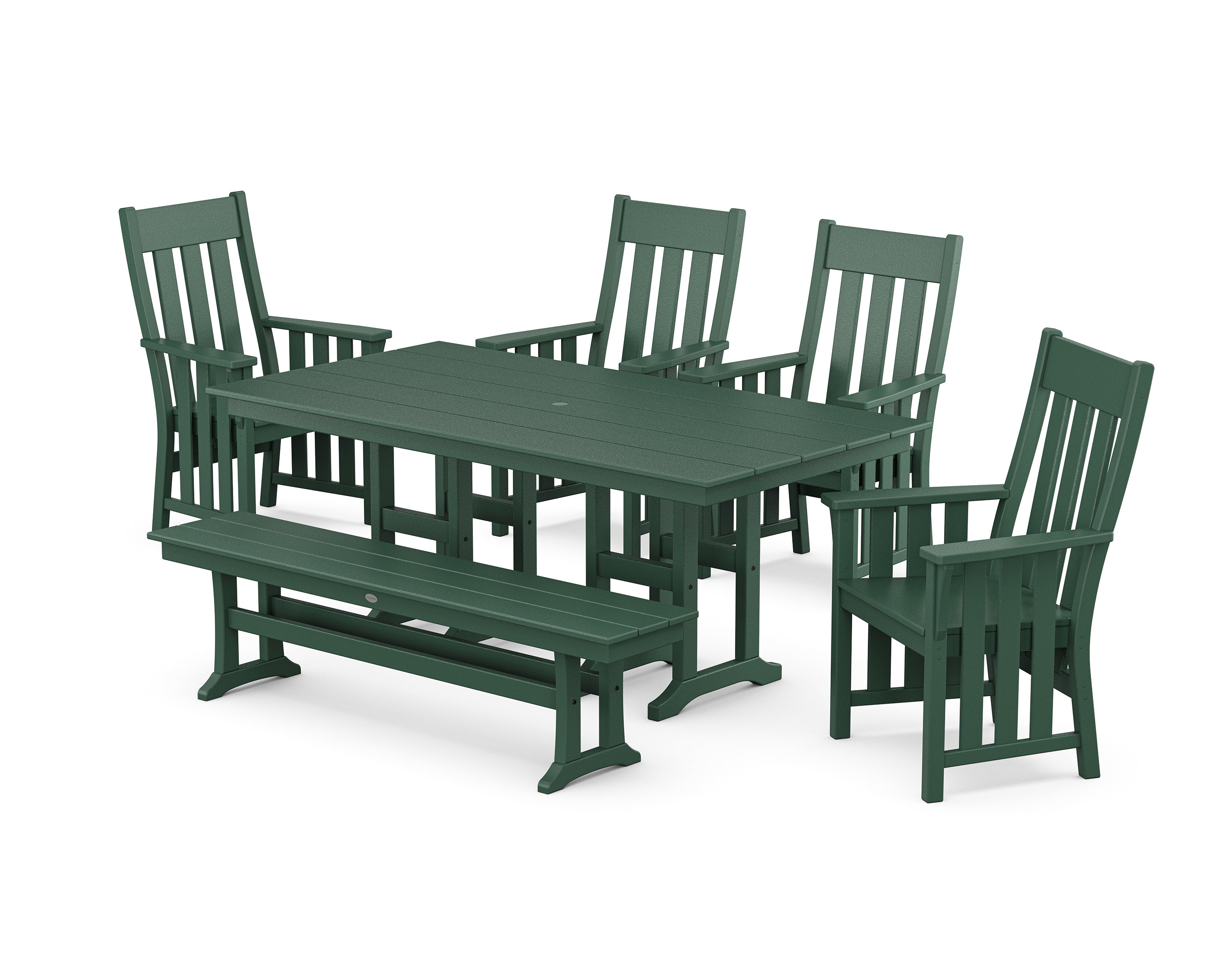 Martha Stewart by POLYWOOD Acadia 6-Piece Farmhouse Dining Set with Bench in Green