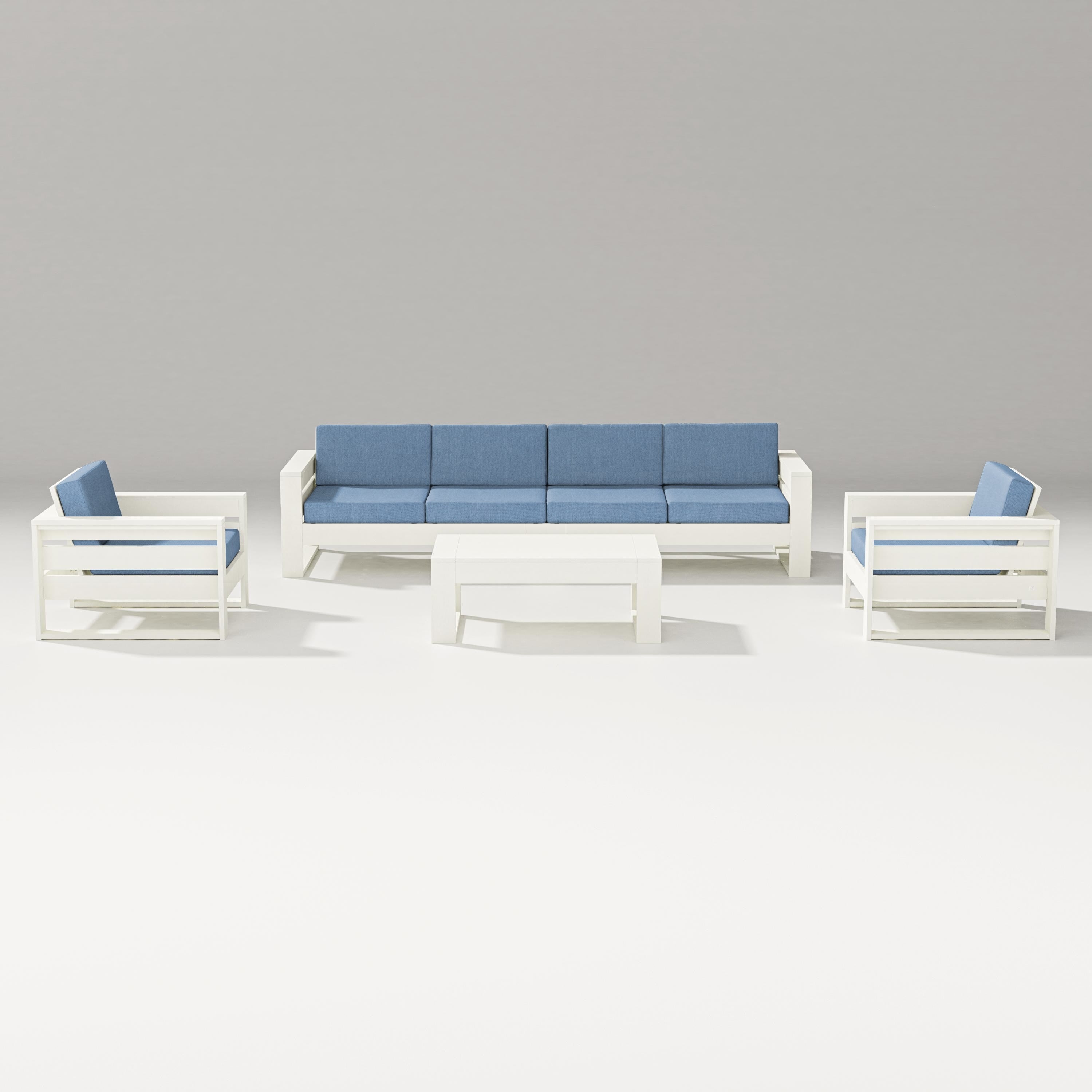 PW Designer Series Latitude 5-Piece Lounge Sofa Set in Vintage White / Sky Blue