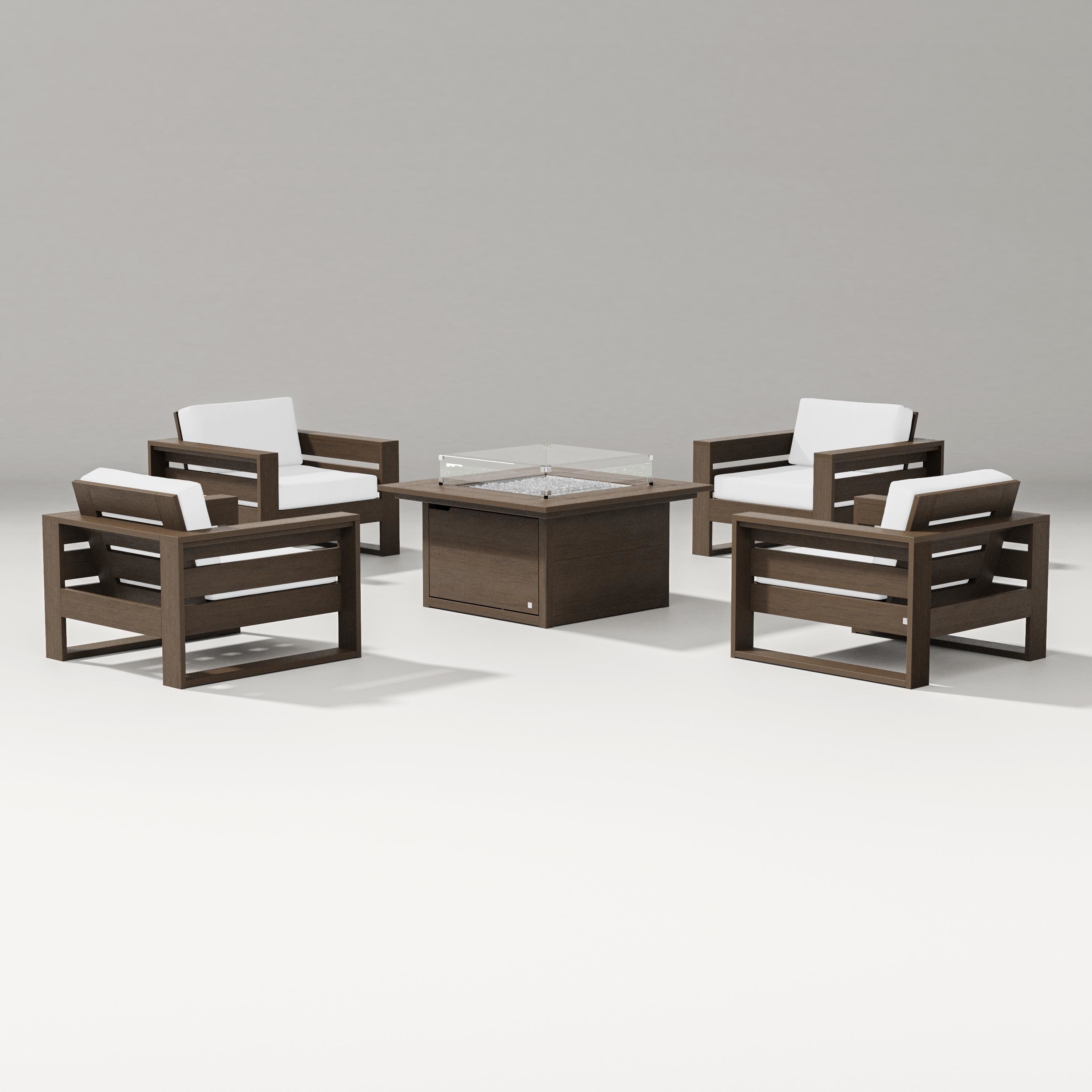 PW Designer Series Latitude 5-Piece Lounge Fire Table Set in Kona / Natural