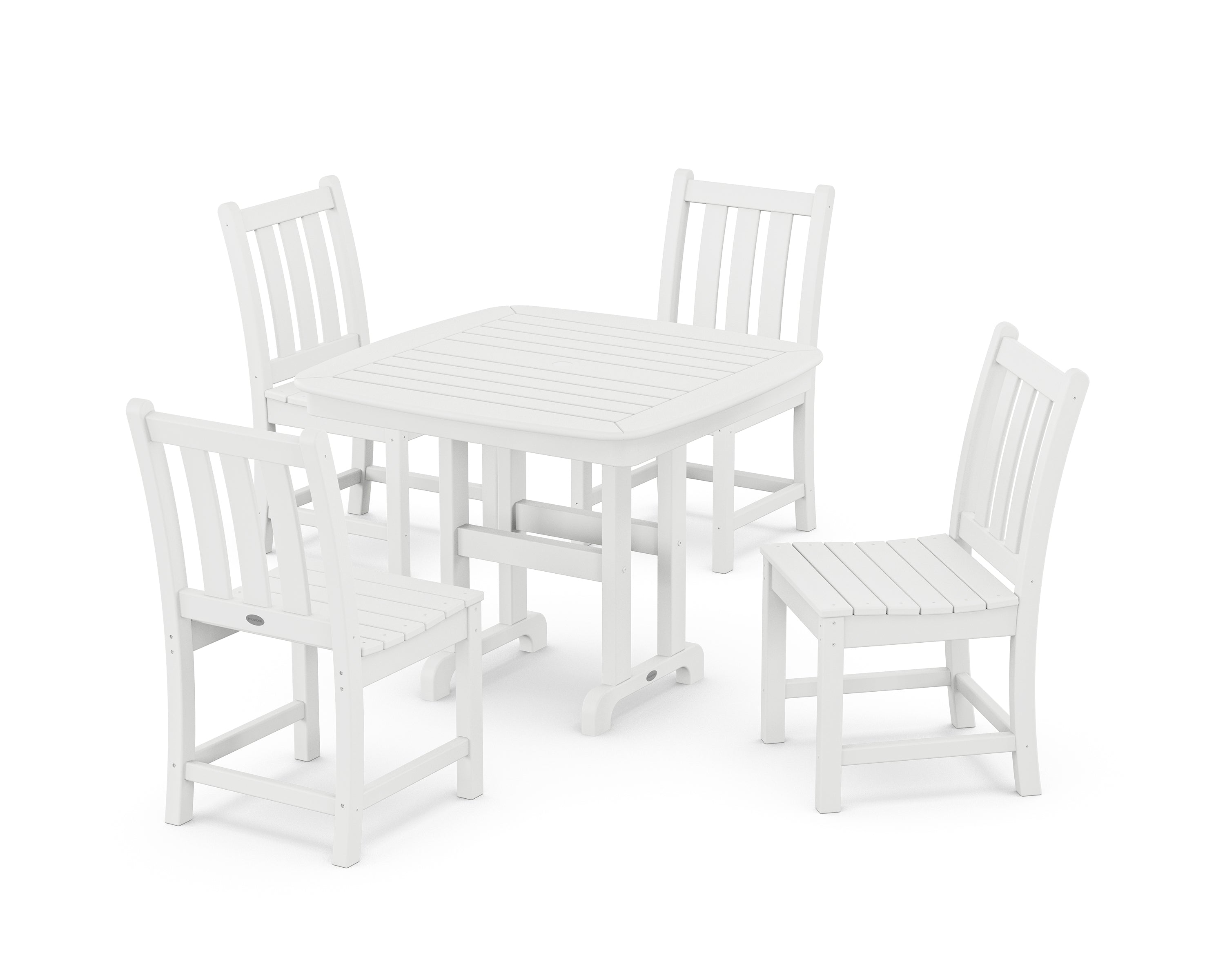 POLYWOOD Traditional Garden Side Chair 5-Piece Dining Set in White