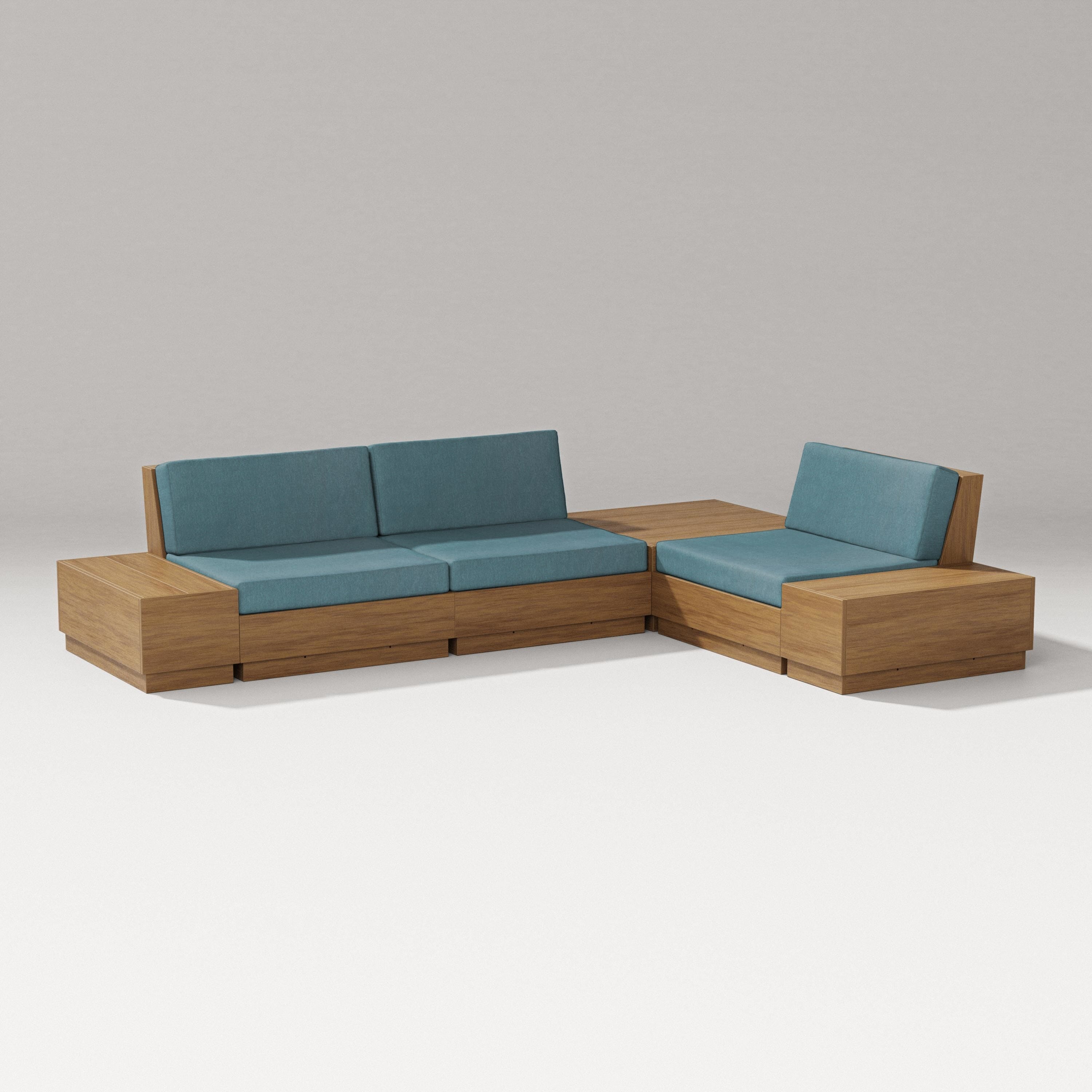PW Designer Series Elevate 6-Piece Corner Sectional in Natural / Ocean Teal