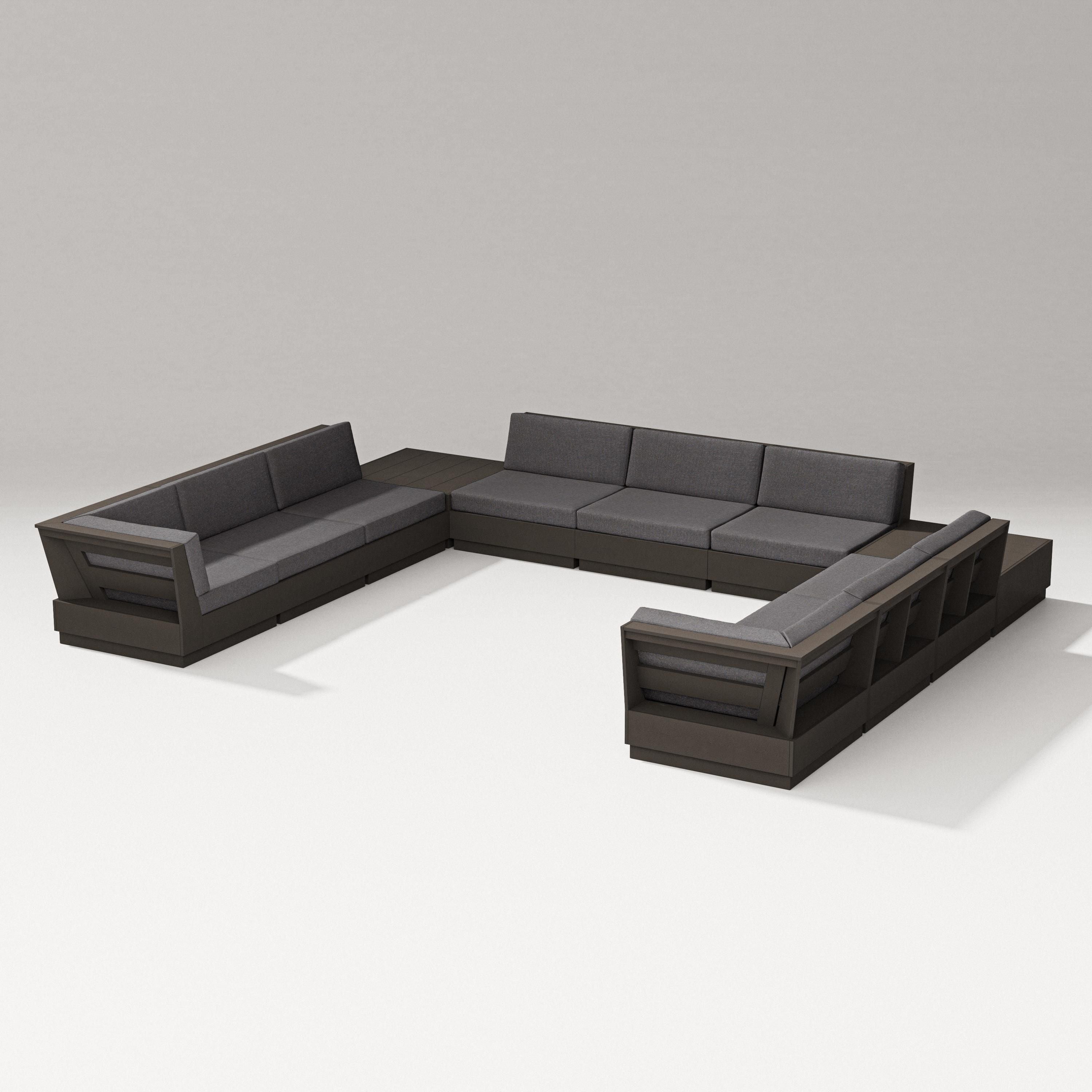 PW Designer Series Elevate 11-Piece U-Shaped Sofa Sectional in Vintage Coffee / Ash Charcoal