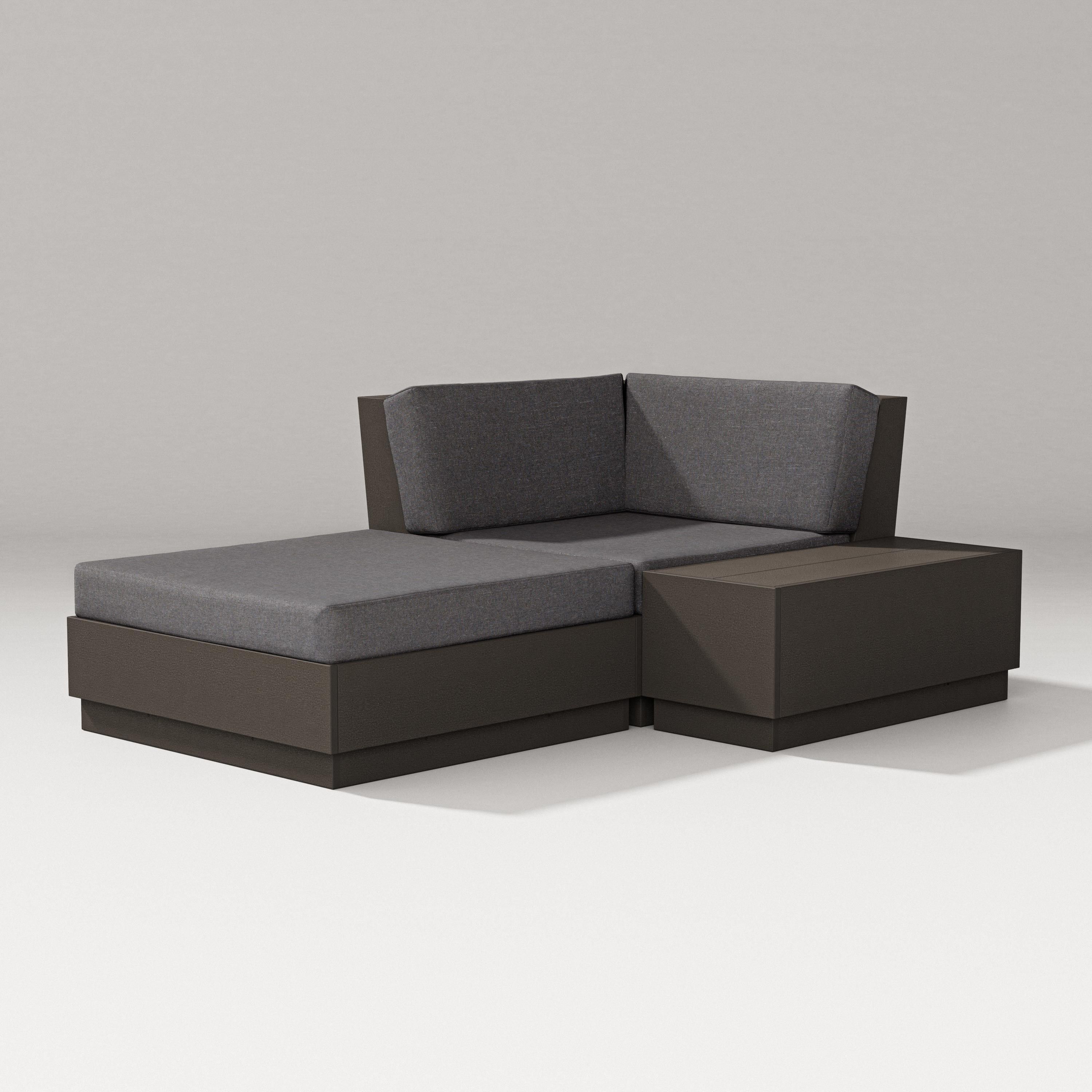 PW Designer Series Elevate Corner Chaise in Vintage Coffee / Ash Charcoal