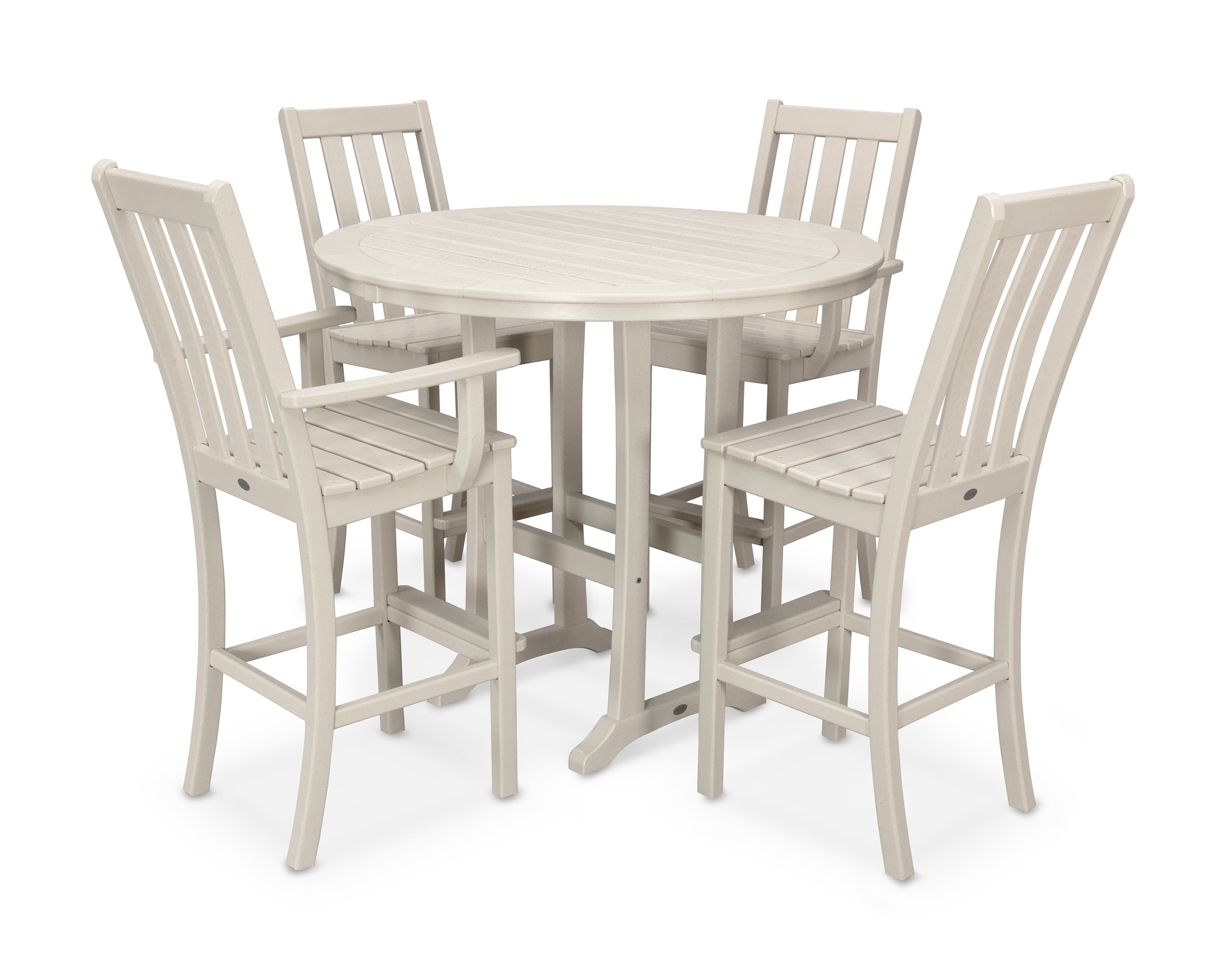 POLYWOOD® Vineyard 5-Piece Nautical Trestle Bar Set in Sand