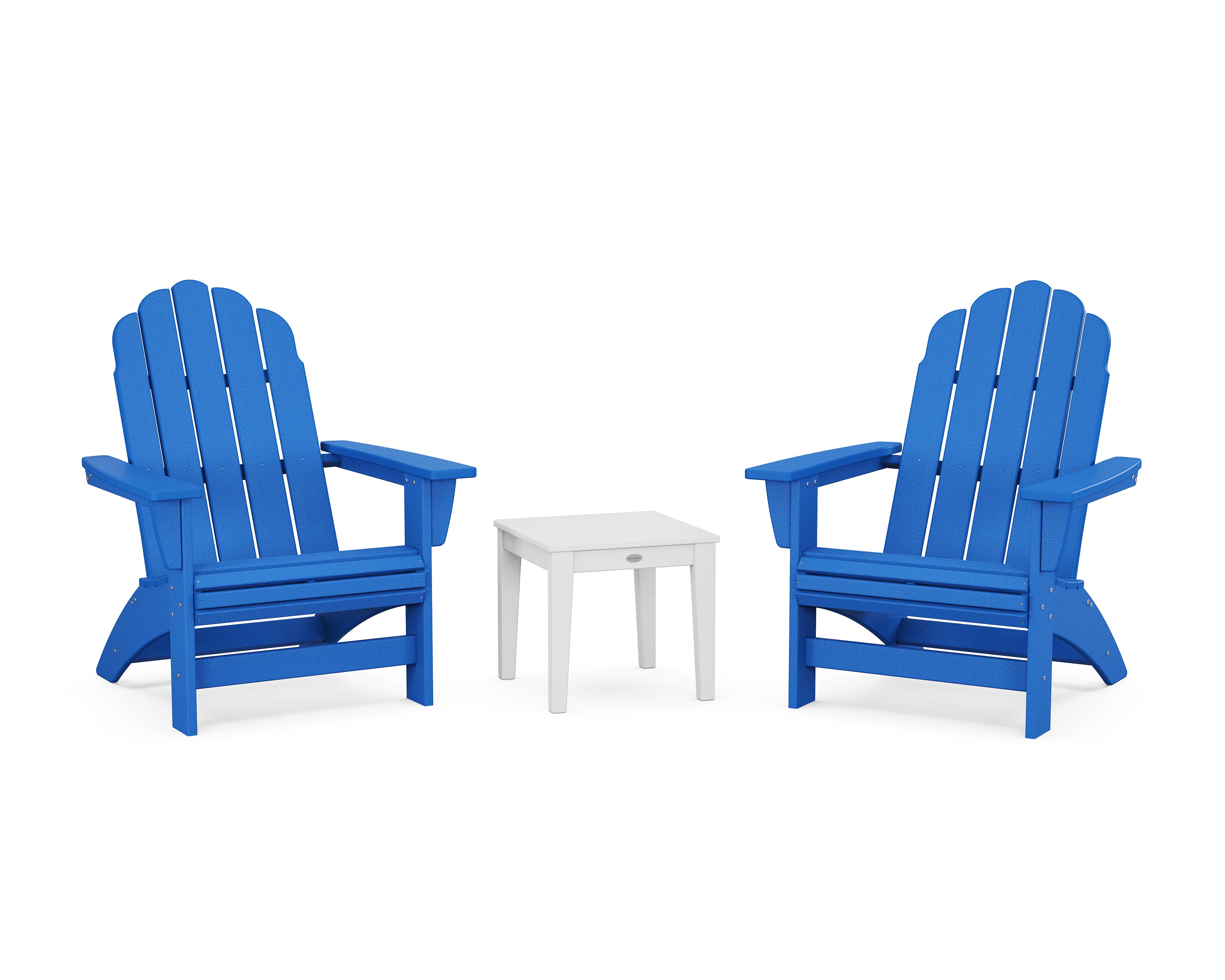POLYWOOD 3-Piece Vineyard Grand Adirondack Set in Pacific Blue / White