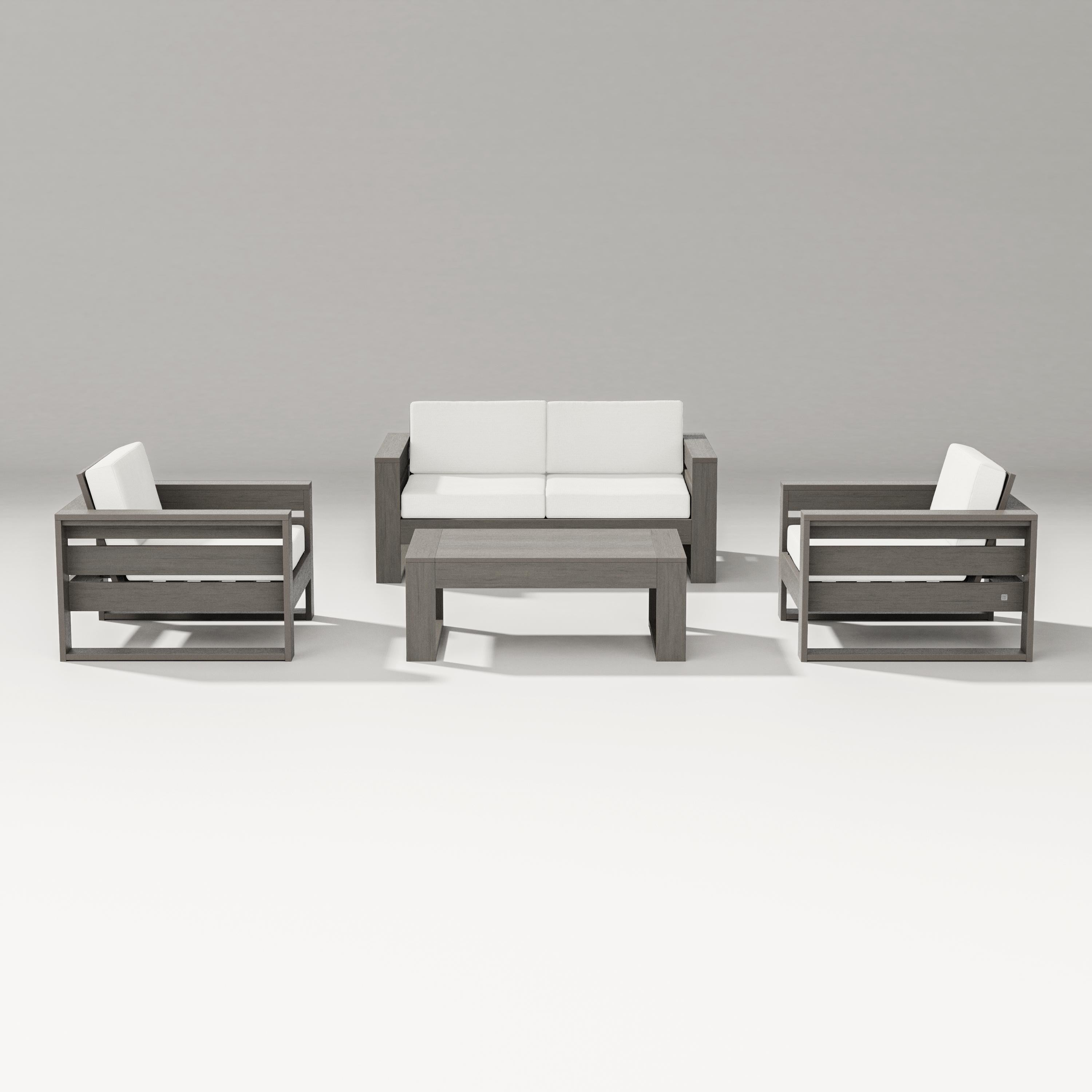 PW Designer Series Latitude 4-Piece Lounge Loveseat Set in Driftwood / Natural Linen