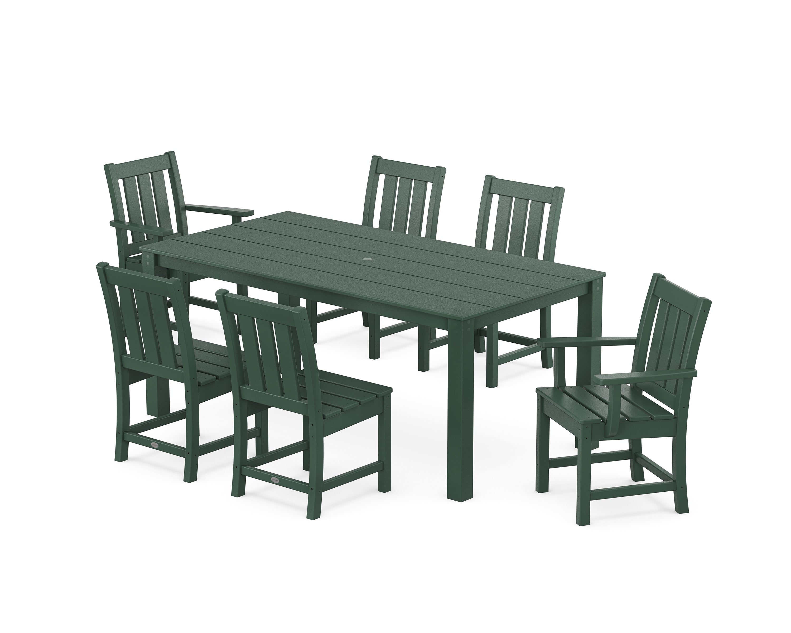 POLYWOOD Oxford 7-Piece Parsons Dining Set in Green