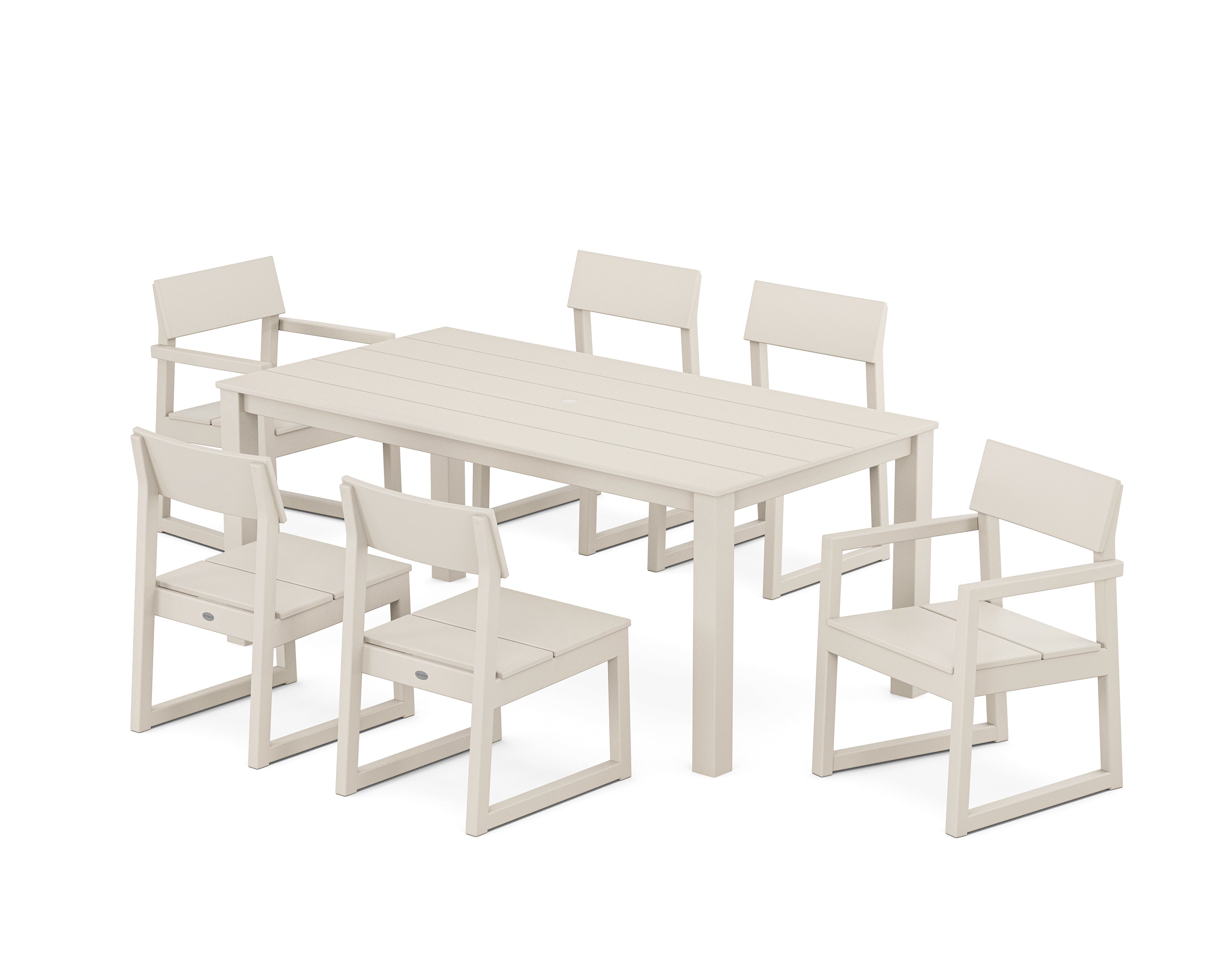 POLYWOOD EDGE 7-Piece Parsons Dining Set in Sand