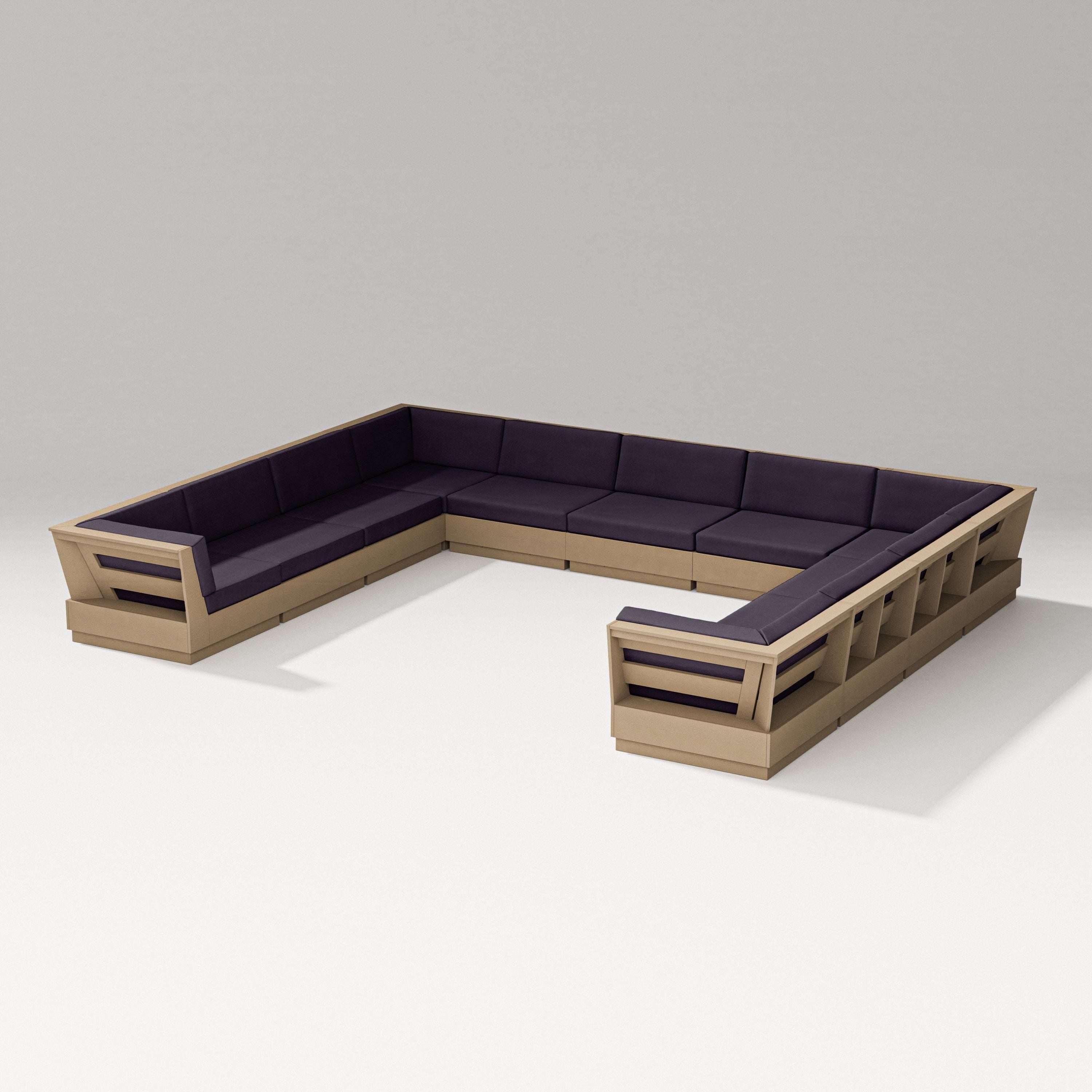 PW Designer Series Elevate Large U-Shaped Sectional in Vintage Sahara / Navy Linen