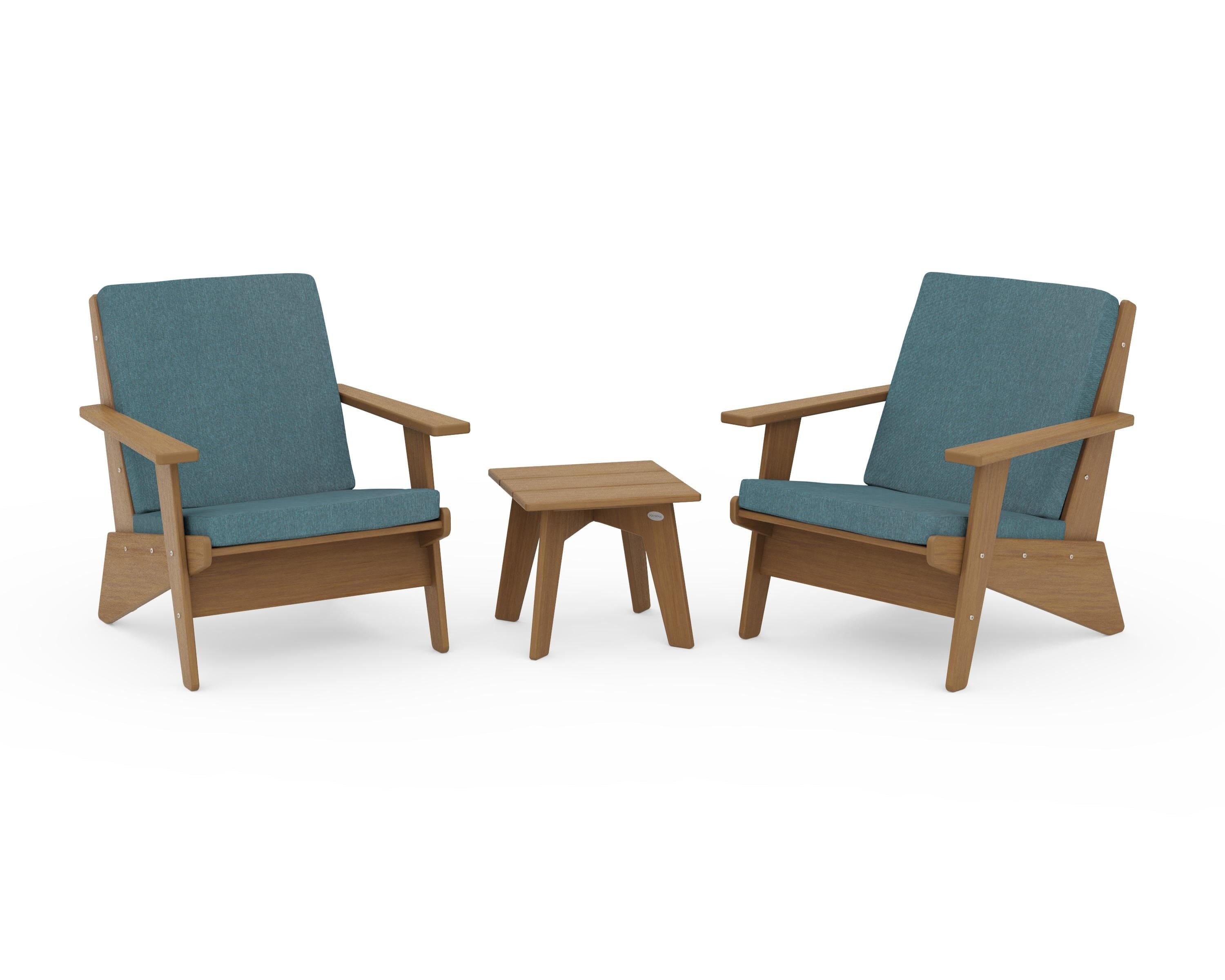 POLYWOOD Riviera Modern Lounge 3-Piece Set in Natural / Ocean Teal