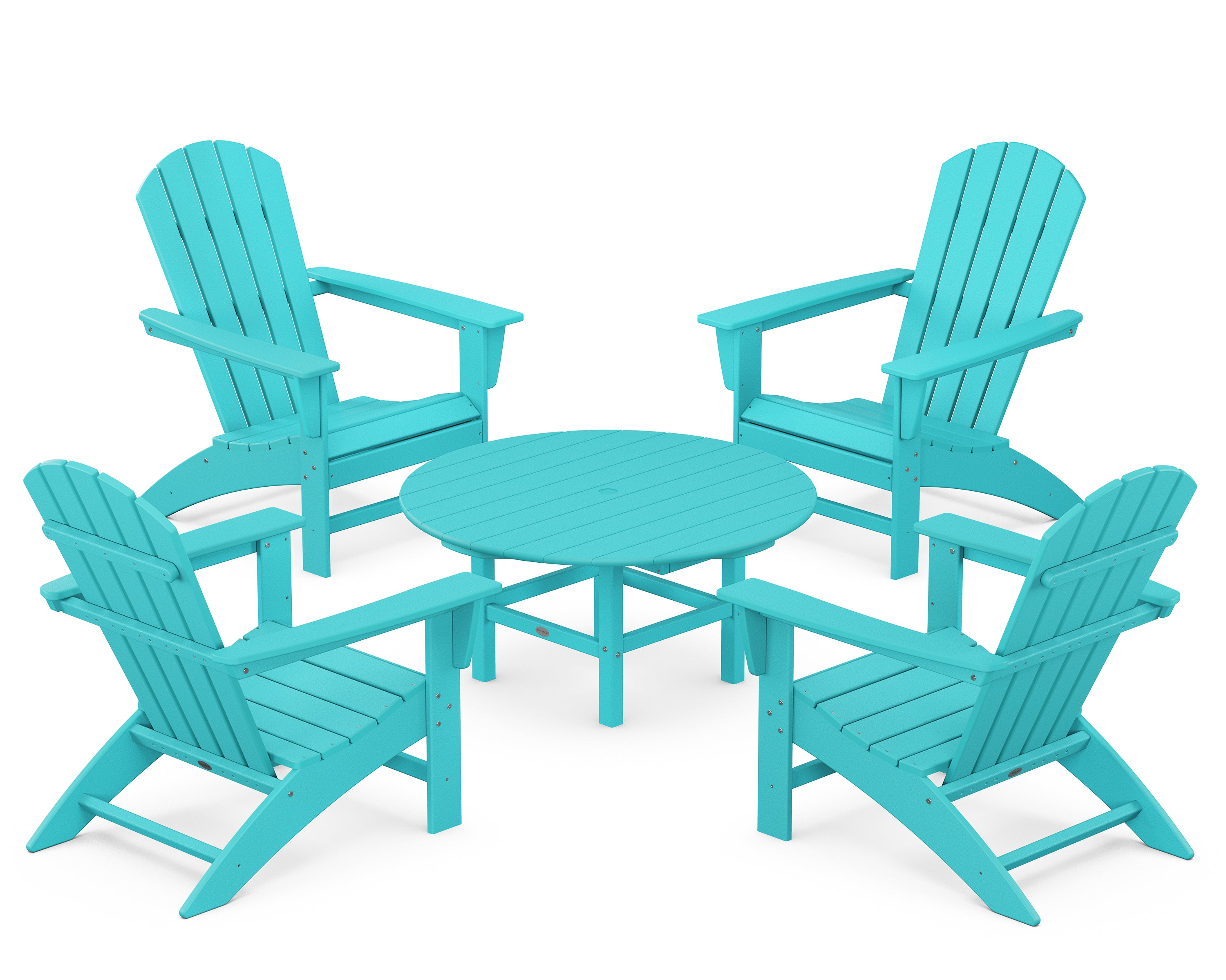 POLYWOOD® Nautical 5-Piece Adirondack Chair Conversation Set in Aruba