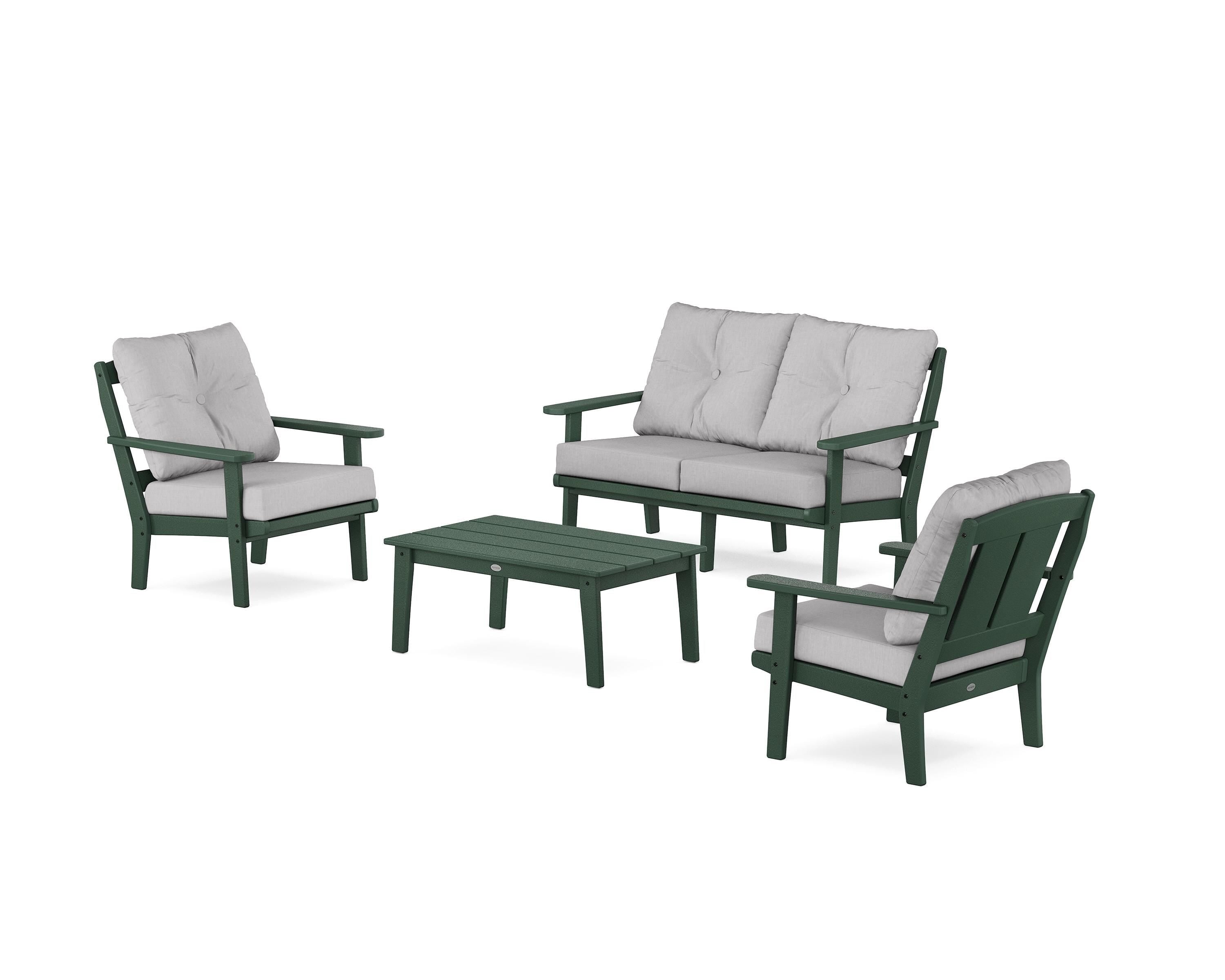 POLYWOOD Mission 4-Piece Deep Seating Set with Loveseat in Green / Granite