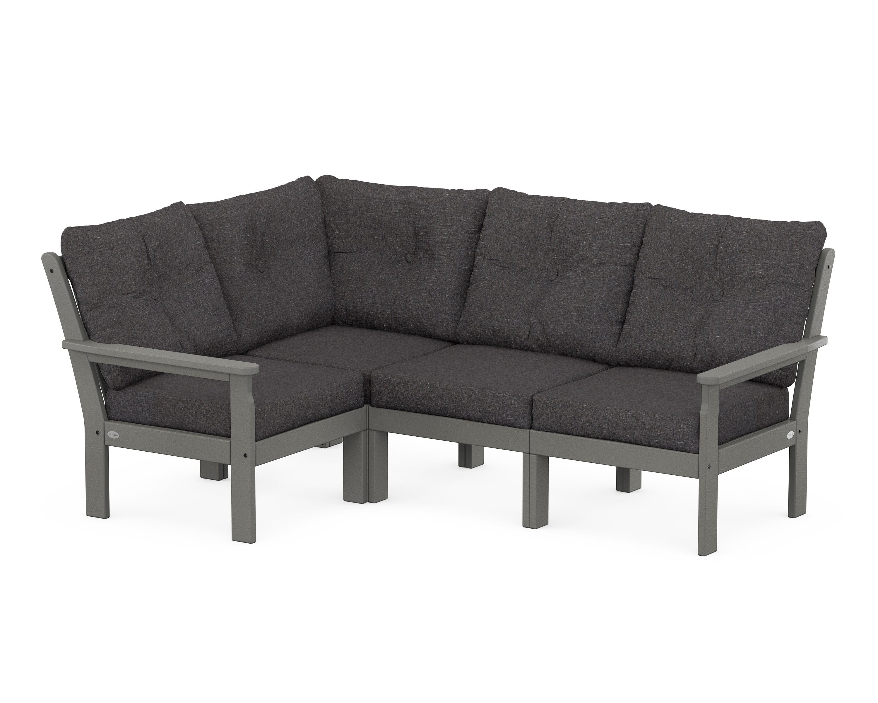 POLYWOOD Vineyard 4-Piece Sectional in Slate Grey / Ash Charcoal