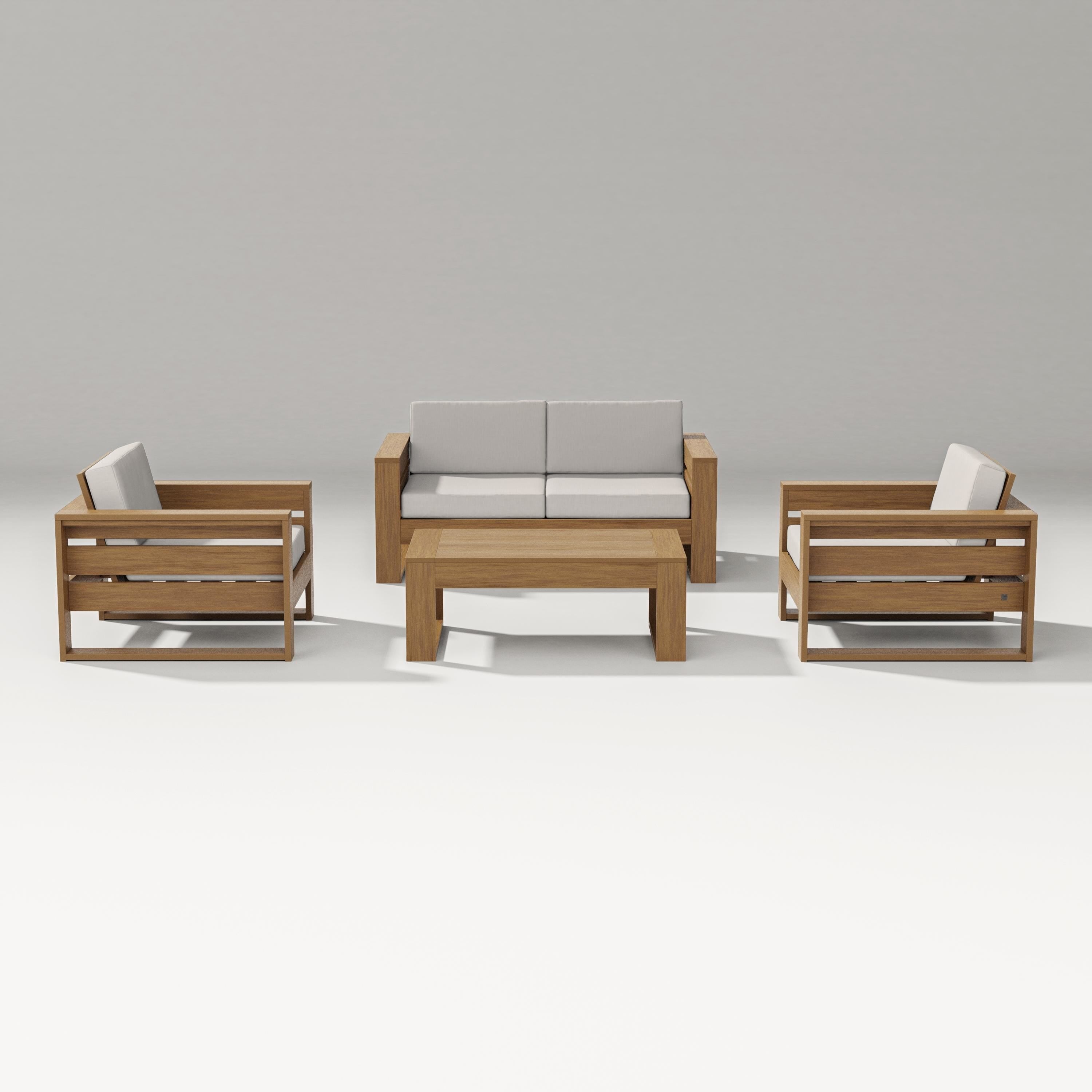 PW Designer Series Latitude 4-Piece Lounge Loveseat Set in Natural / Cast Ash