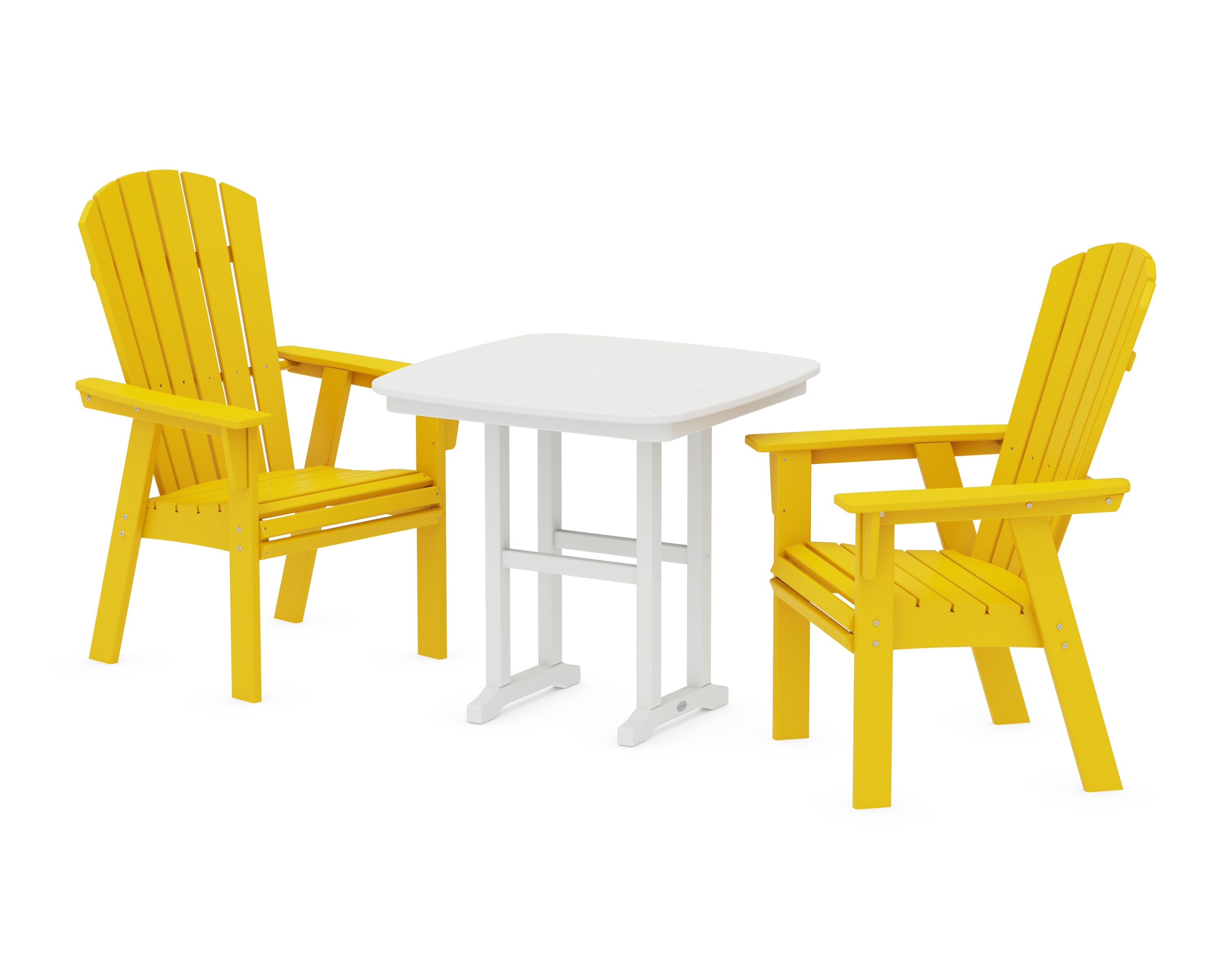 POLYWOOD Nautical Adirondack 3-Piece Dining Set in Lemon / White