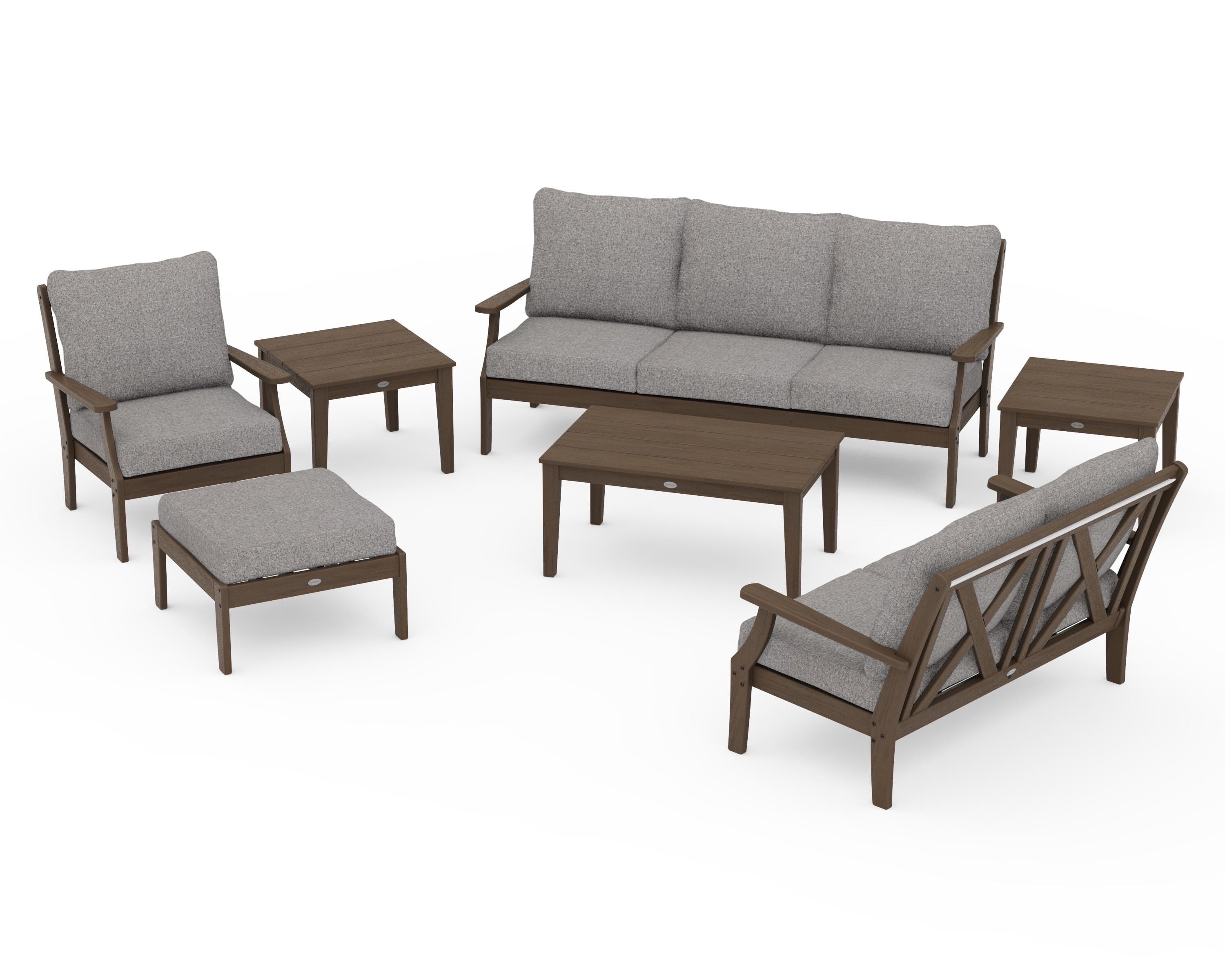 POLYWOOD Braxton 7-Piece Deep Seating Set in Kona / Grey Mist