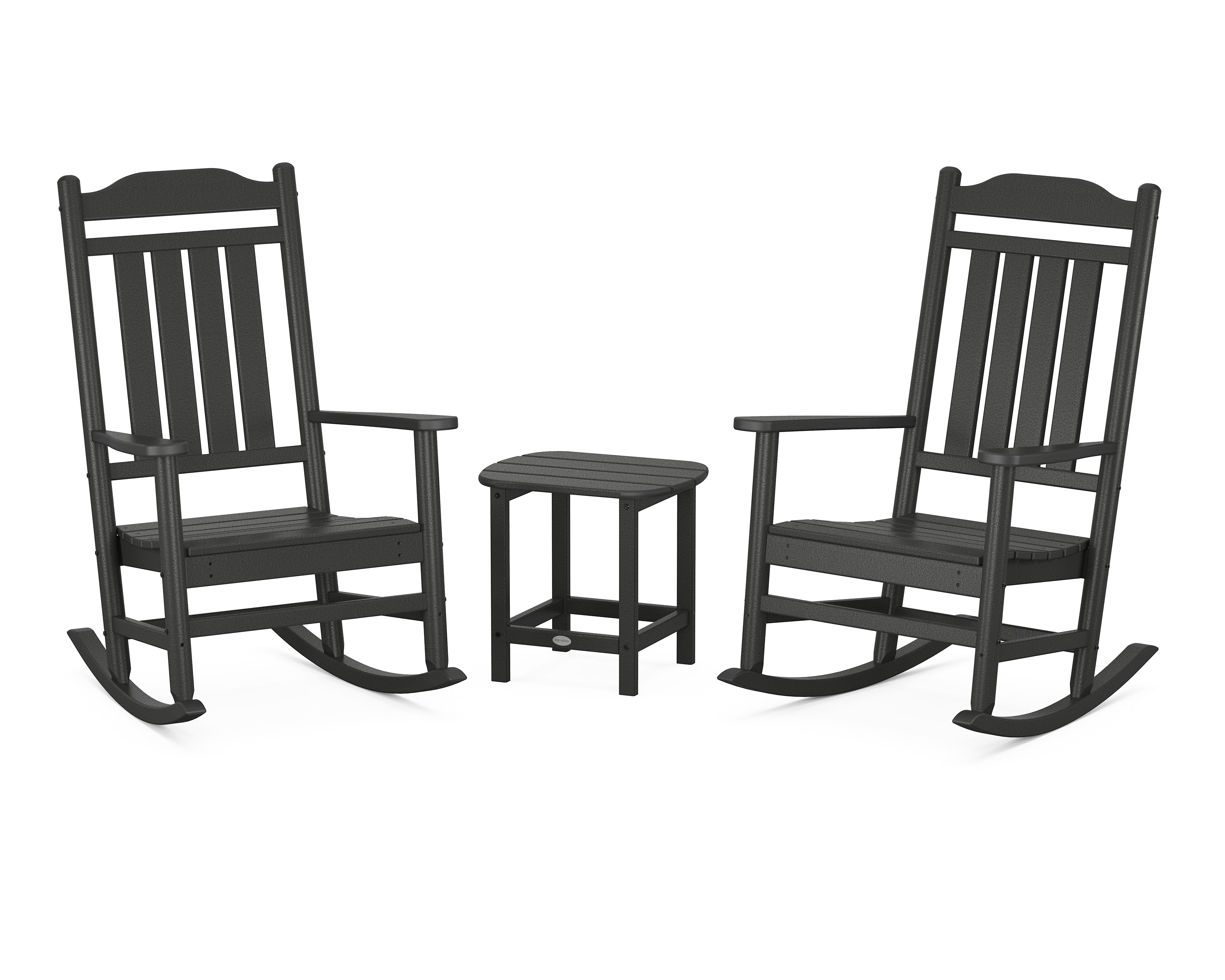 POLYWOOD Country Living Legacy Rocking Chair 3-Piece Set in Black