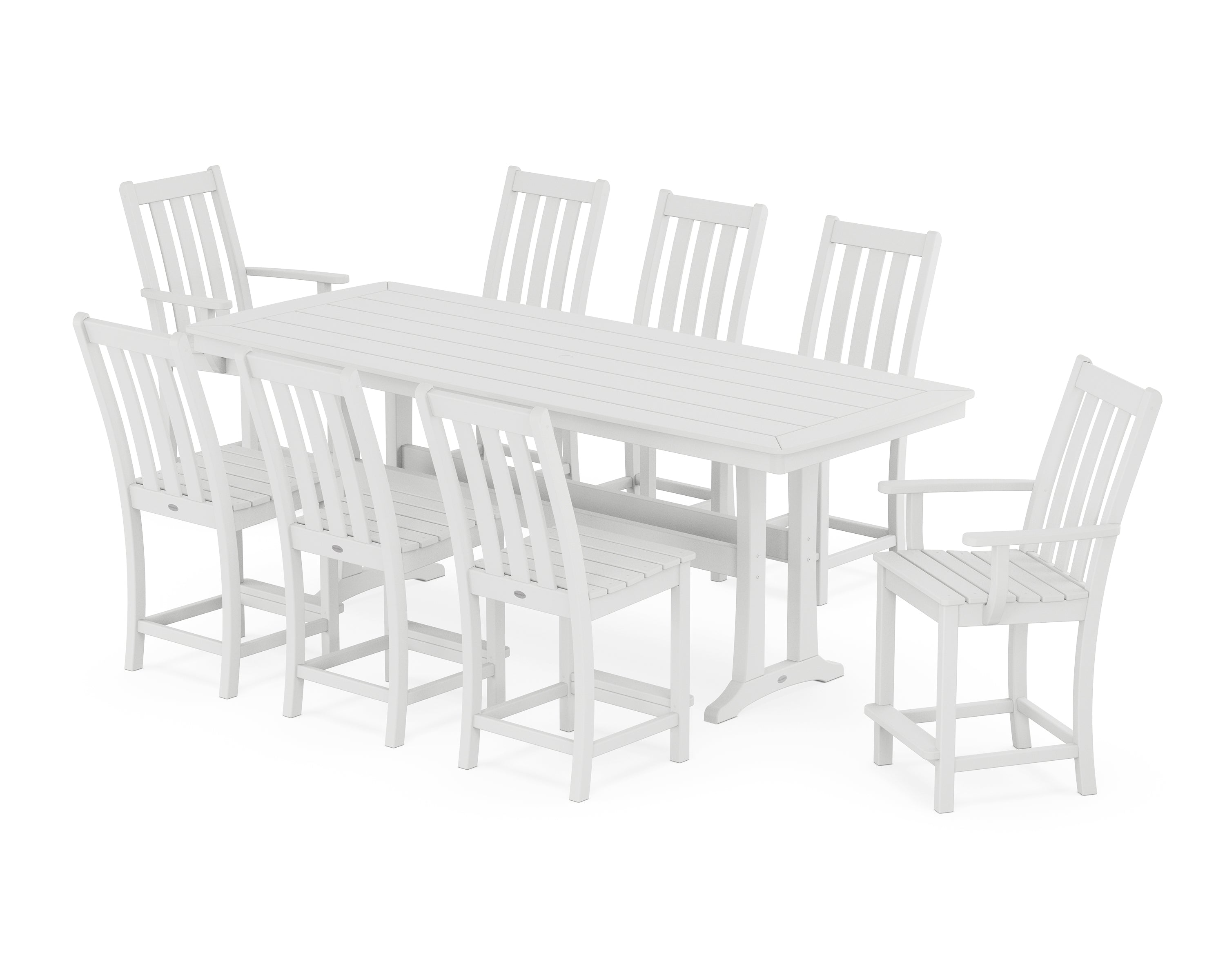 POLYWOOD Vineyard 9-Piece Counter Set with Trestle Legs in White
