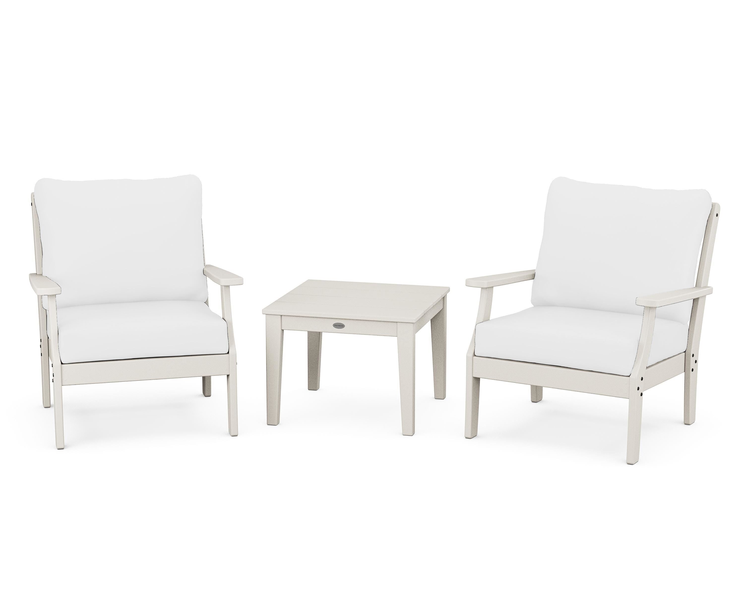 POLYWOOD Braxton 3-Piece Deep Seating Set in Sand / Natural