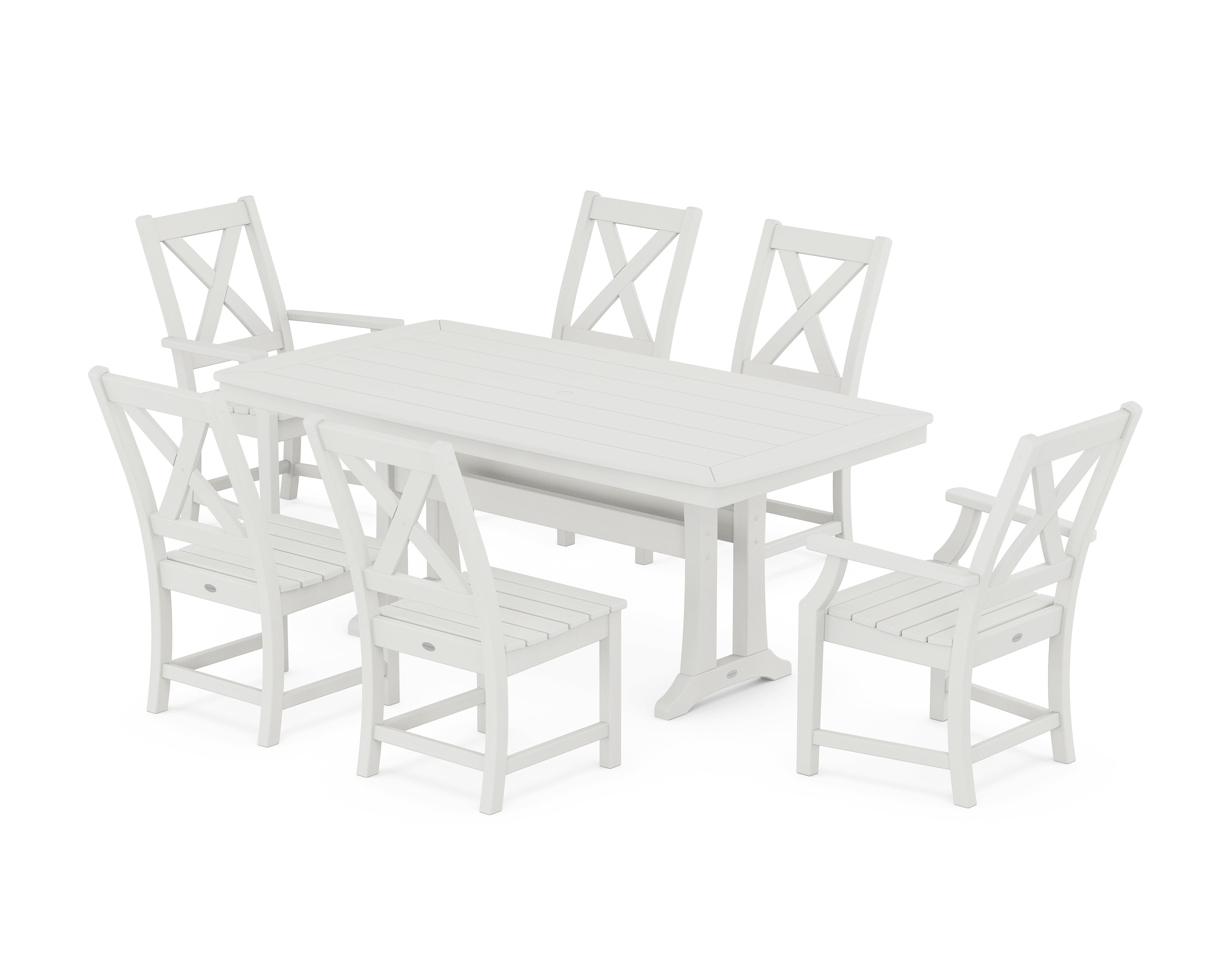 POLYWOOD® Braxton 7-Piece Dining Set with Trestle Legs in Vintage White