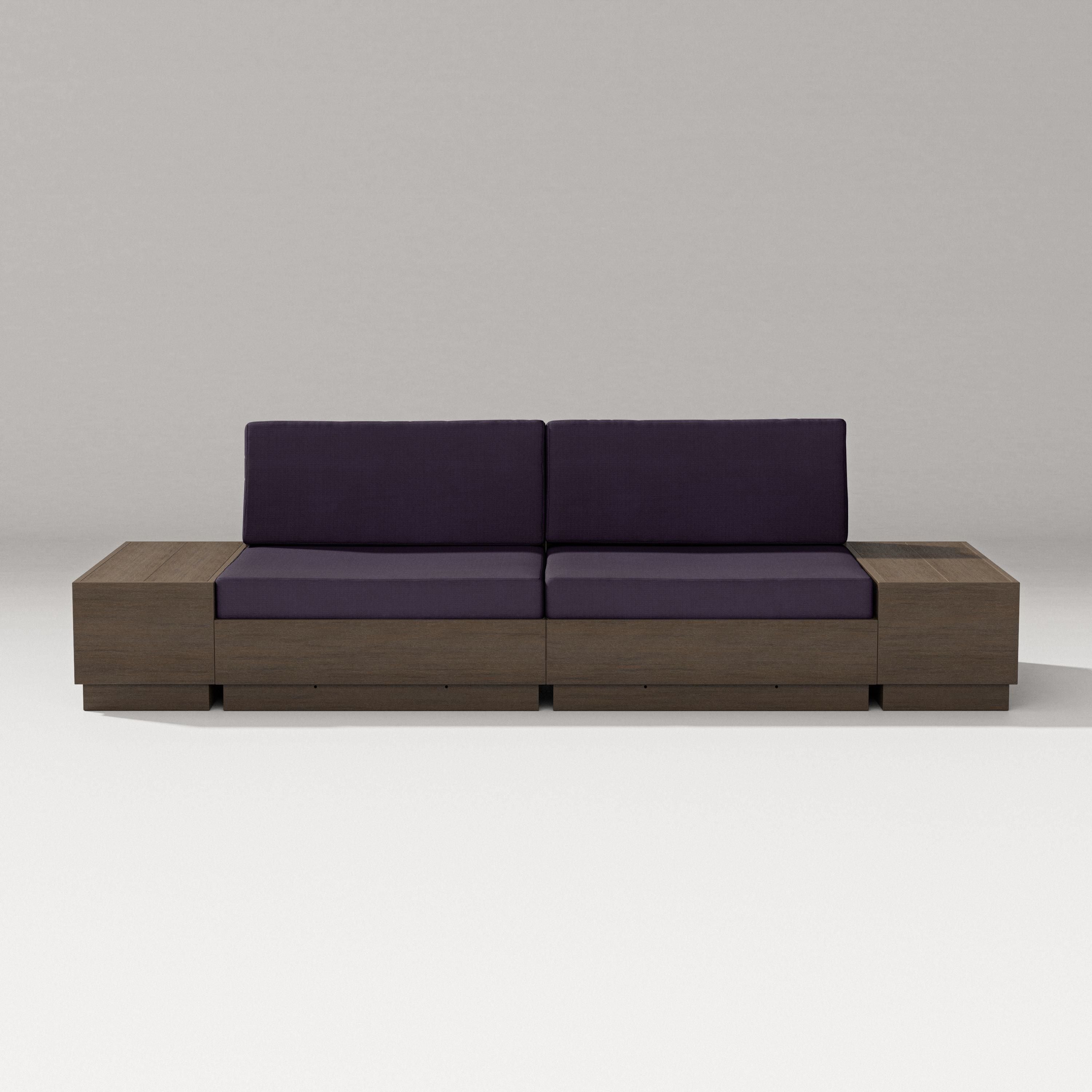 PW Designer Series Elevate 4-Piece Loveseat Sectional in Kona / Navy Linen