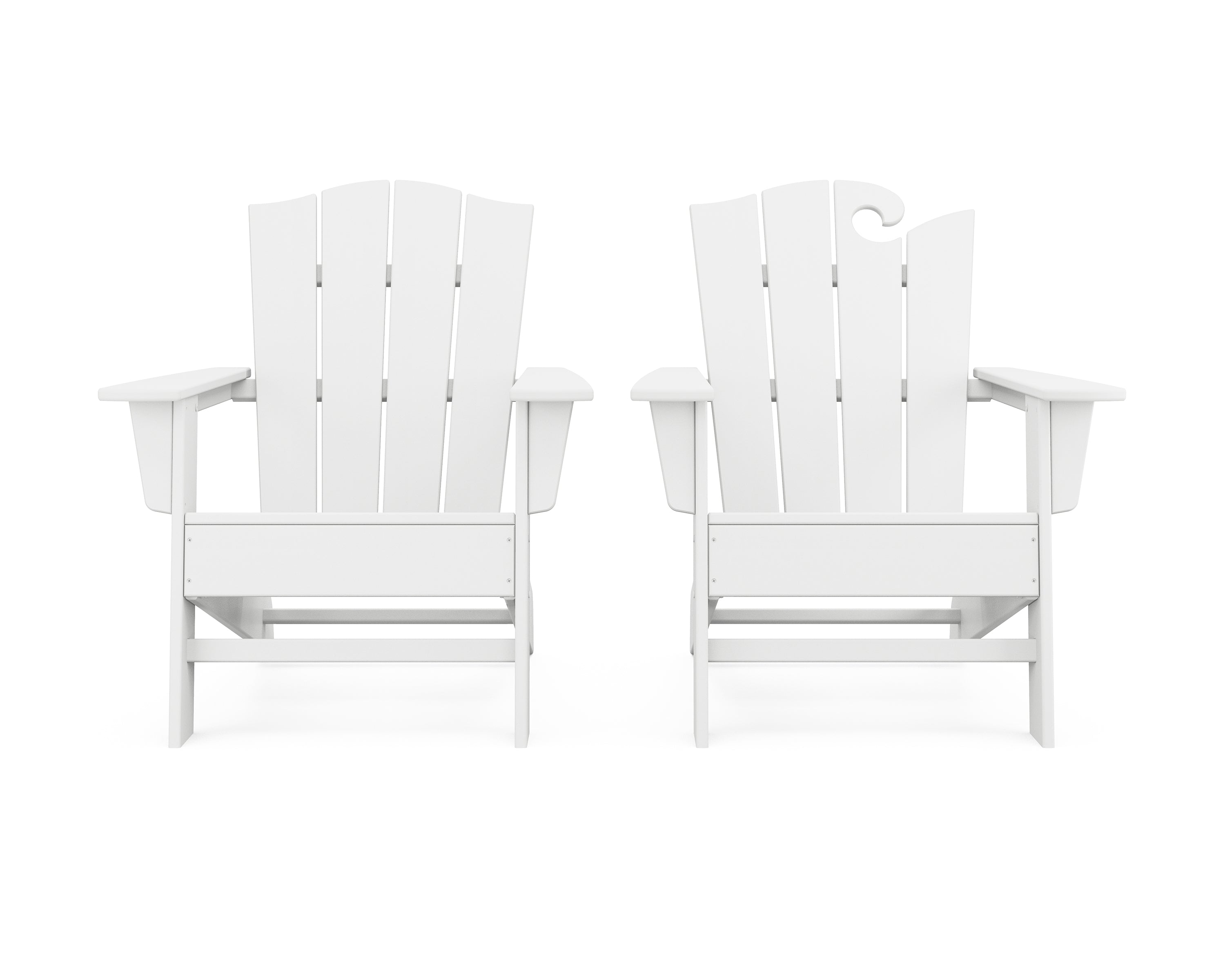 POLYWOOD Wave 2-Piece Adirondack Chair Set with The Crest Chair in White