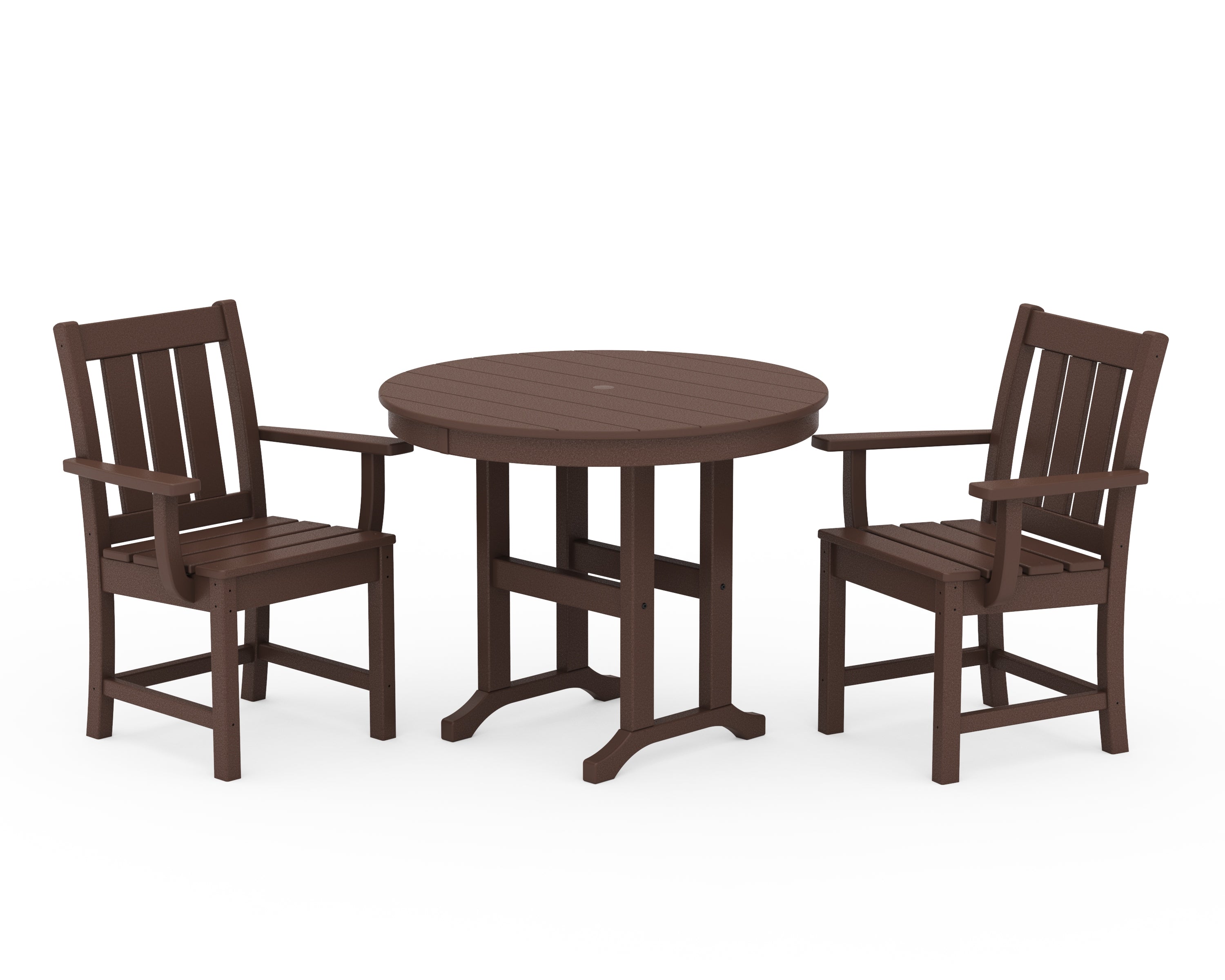 POLYWOOD Oxford 3-Piece Farmhouse Dining Set in Mahogany