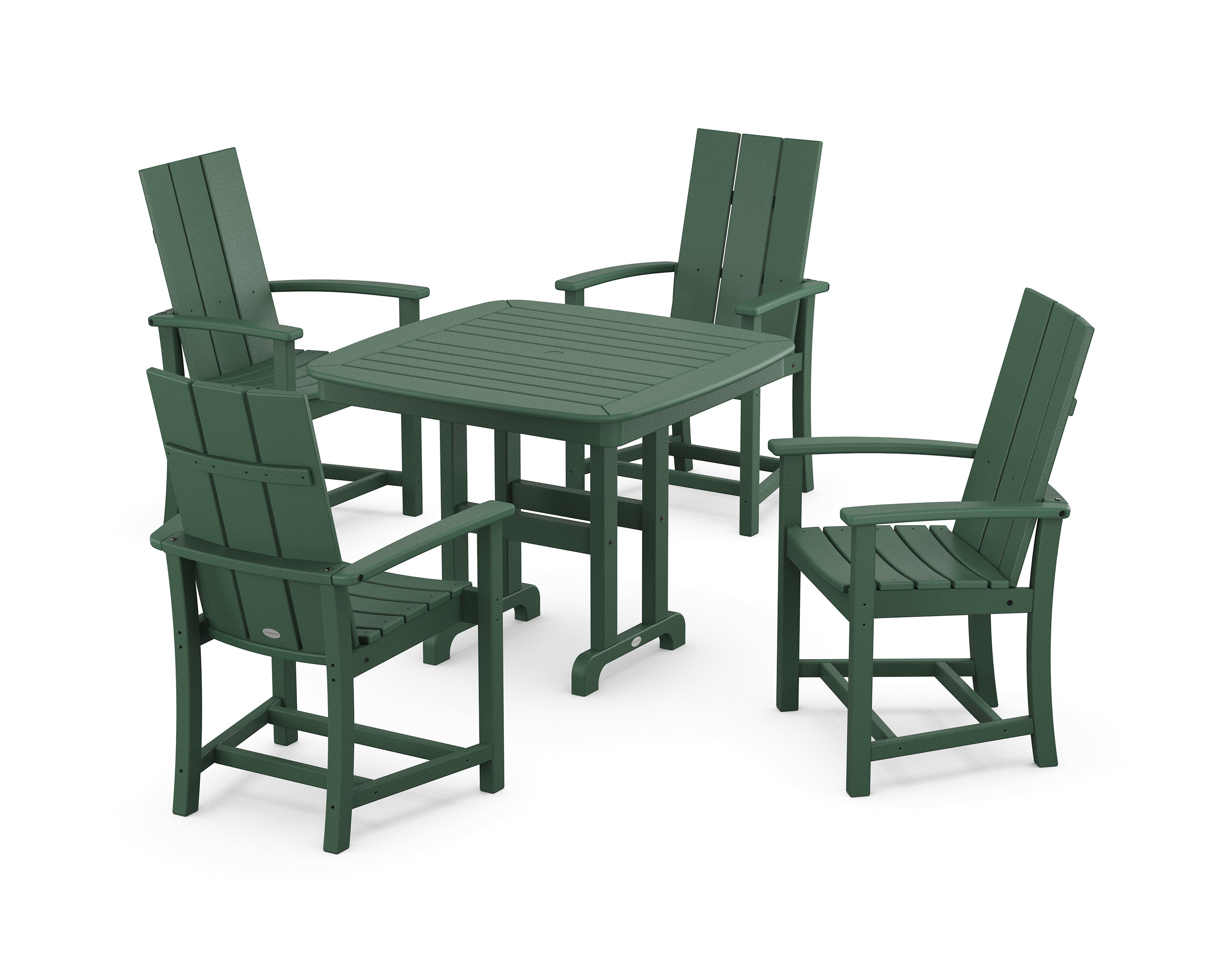POLYWOOD® Modern Adirondack 5-Piece Dining Set in Green