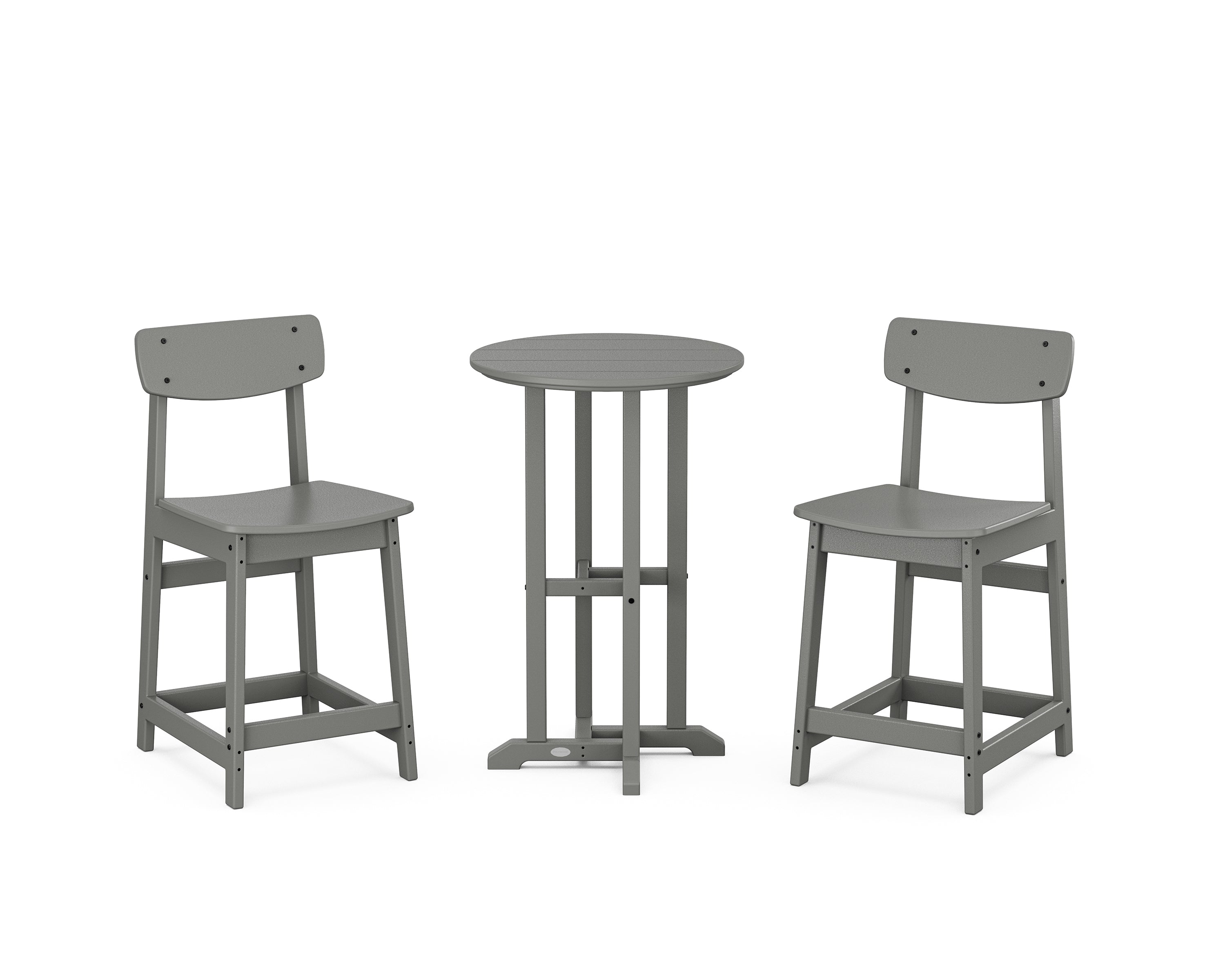 POLYWOOD Modern Studio Urban Chair 3-Piece Bistro Counter Set in Slate Grey