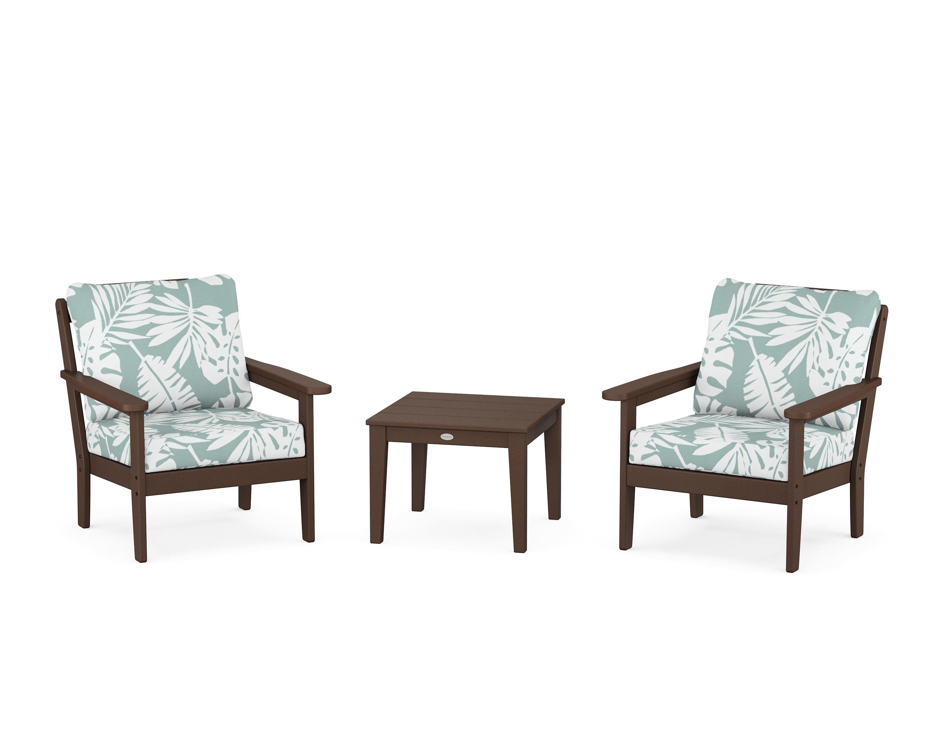 Country Living Cottage 3-Piece Deep Seating Set in Mahogany / Leaf Glacier Spa