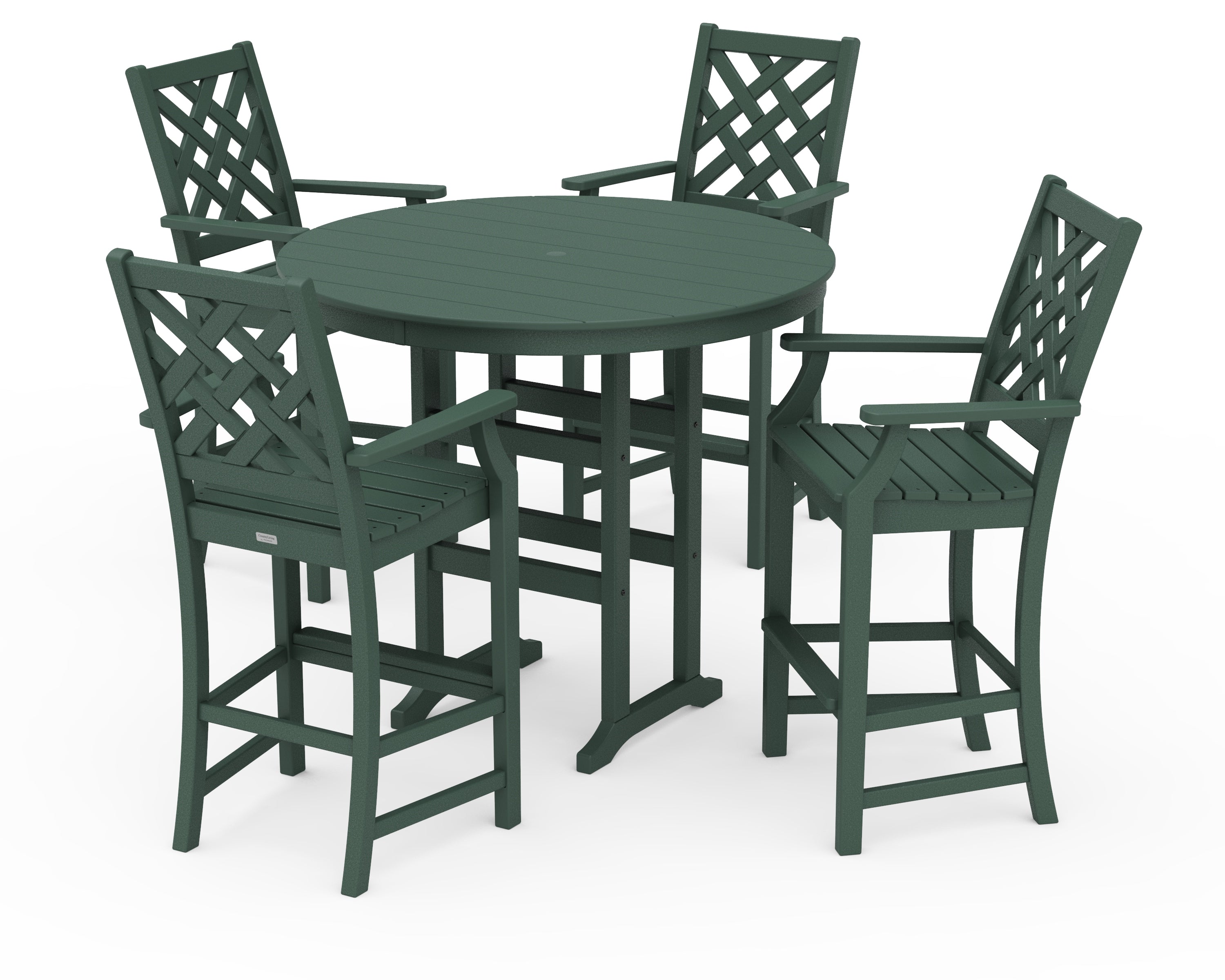 Country Living Wovendale 5-Piece Round Farmhouse Bar Set in Green