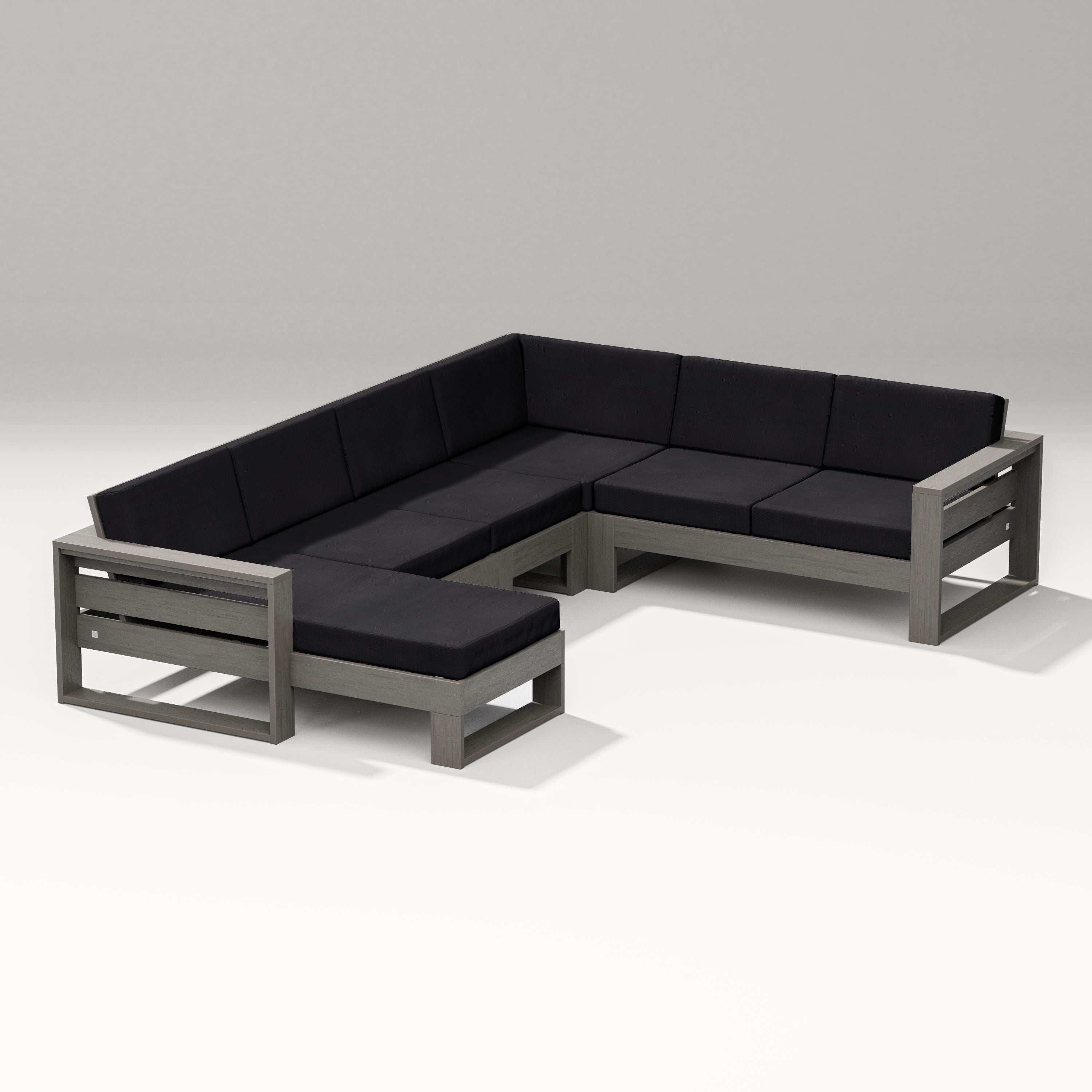 PW Designer Series Latitude Corner Sectional with Left Chaise in Driftwood / Midnight Linen