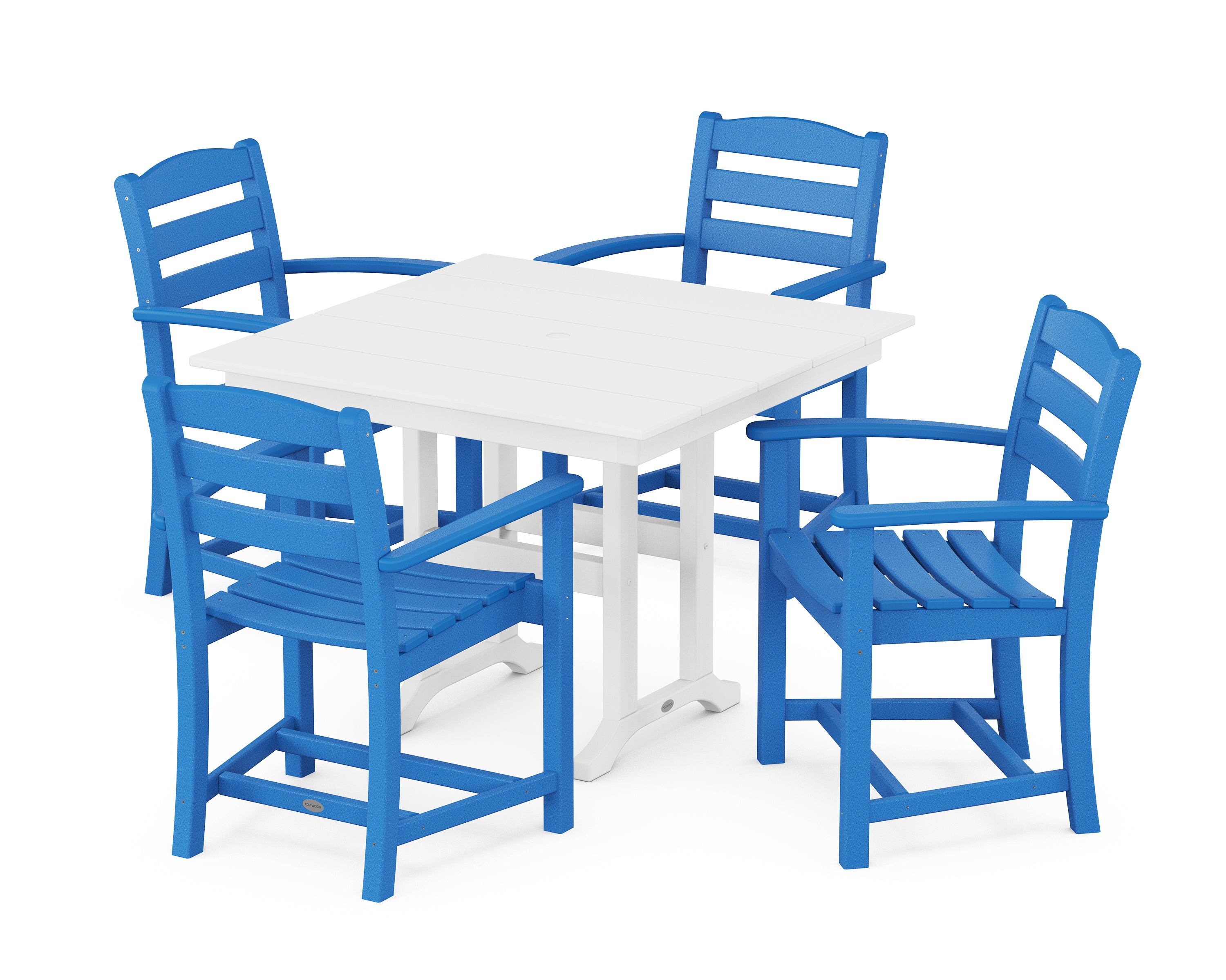 POLYWOOD La Casa Café 5-Piece Farmhouse Dining Set in Pacific Blue / White