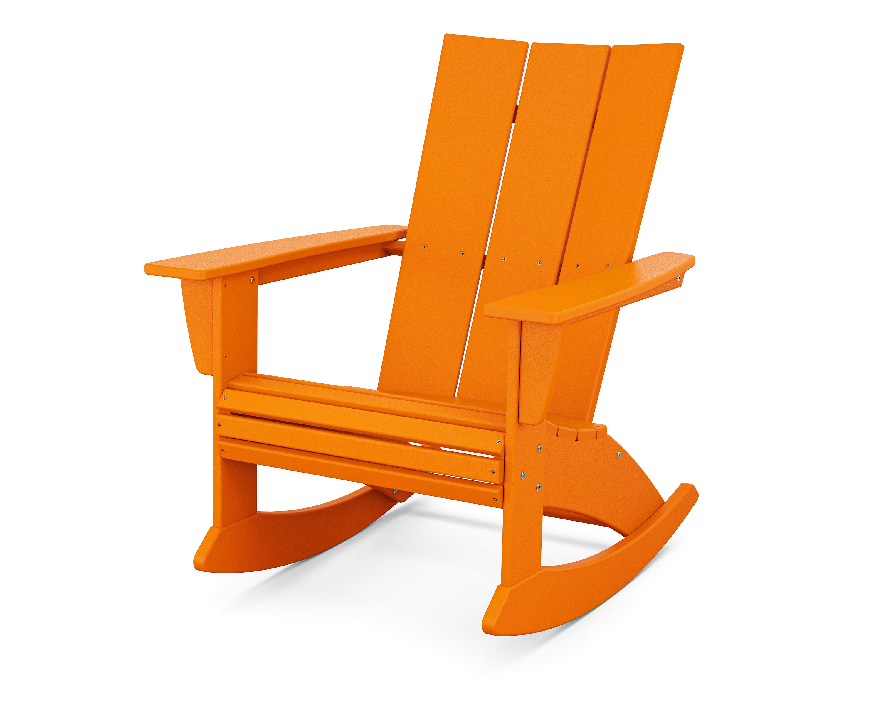 POLYWOOD Modern Curveback Adirondack Rocking Chair in Tangerine