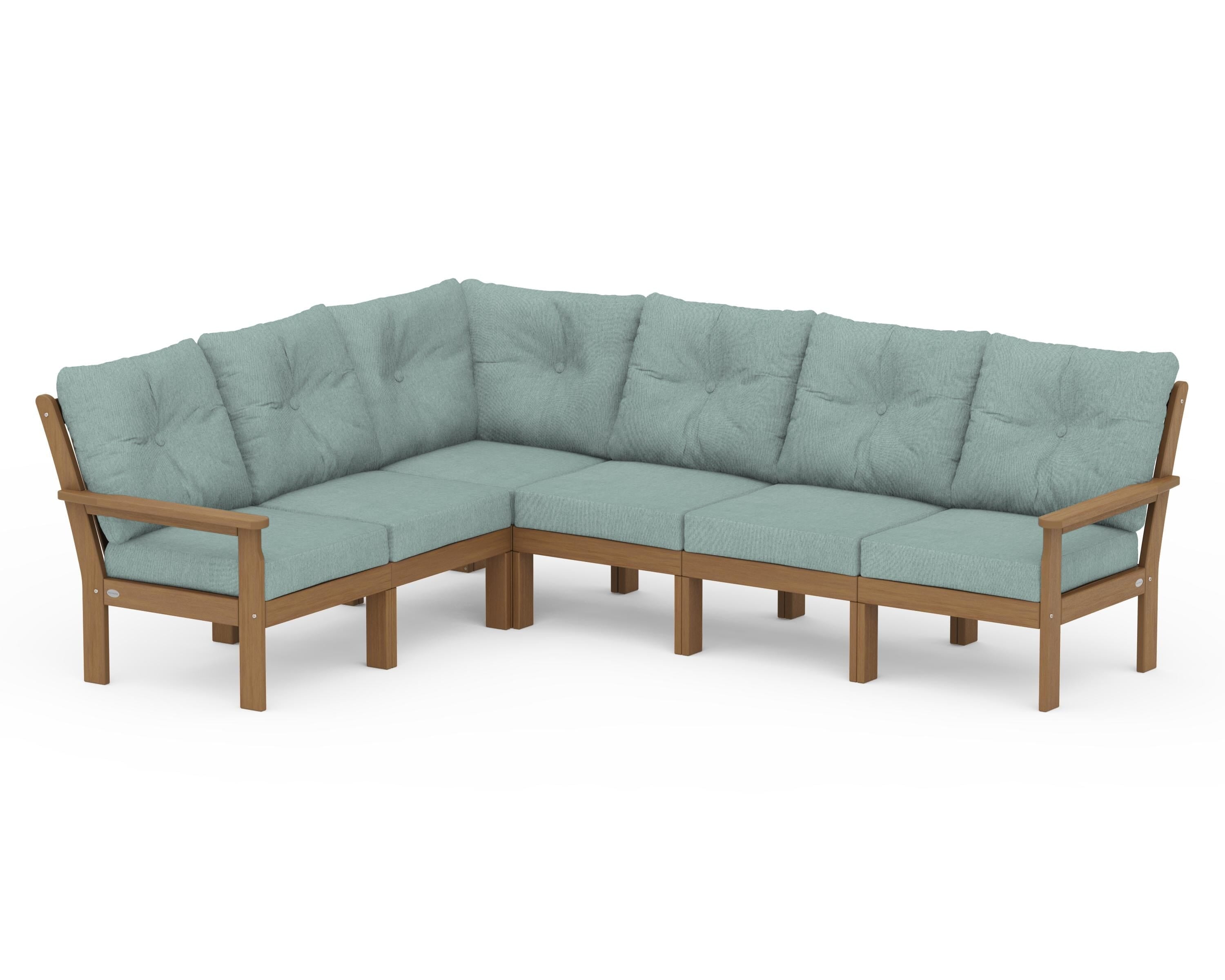 POLYWOOD Vineyard 6-Piece Sectional in Natural / Glacier Spa
