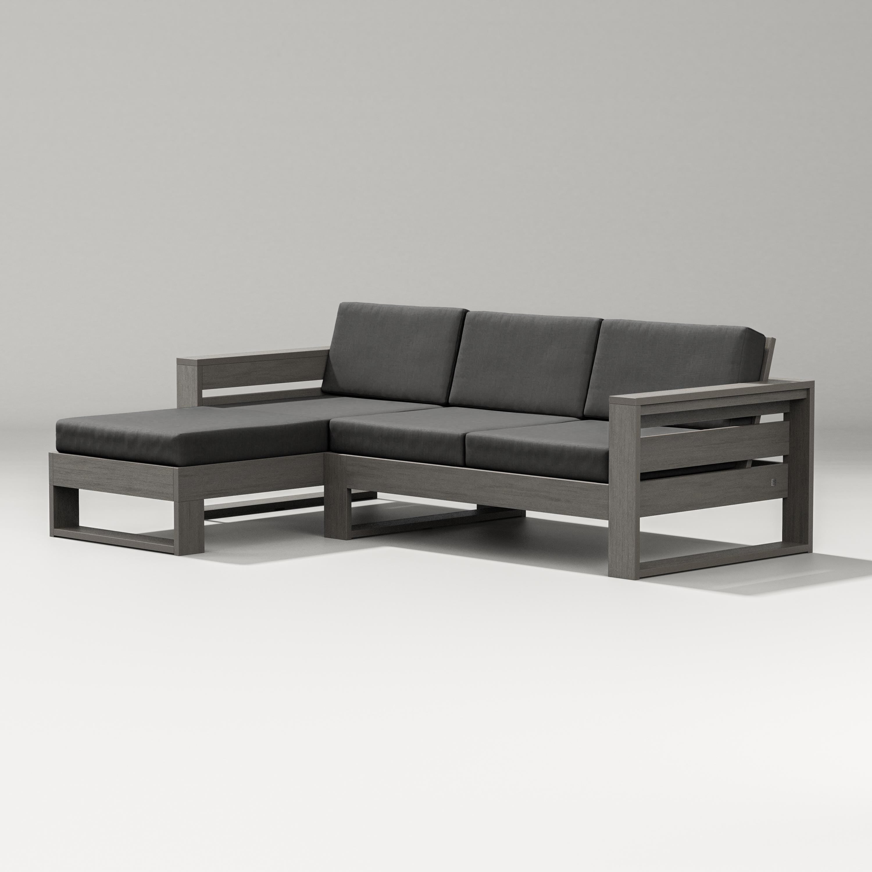 PW Designer Series Latitude Left Chaise Sectional in Driftwood / Spectrum Carbon
