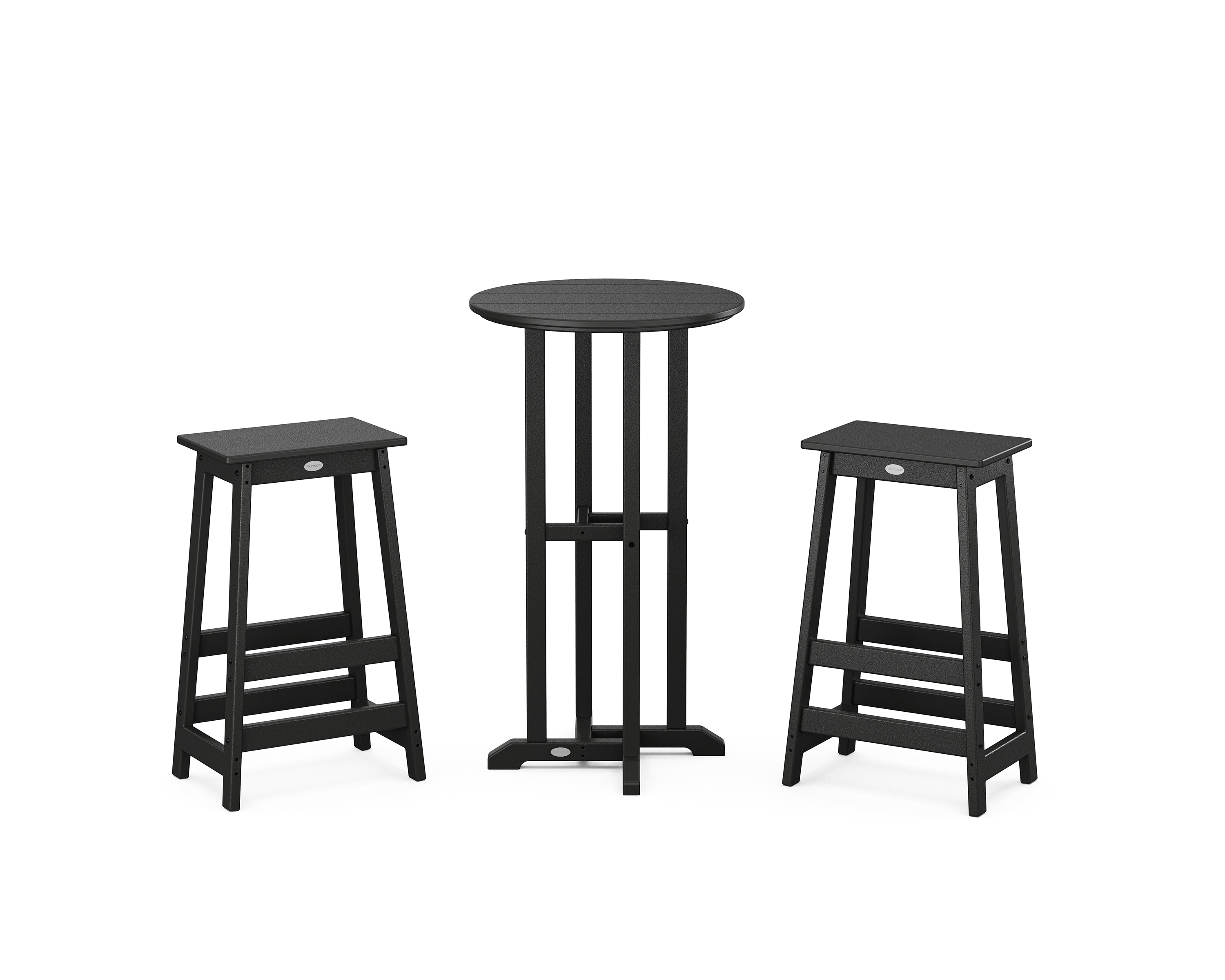 POLYWOOD Modern Studio Bar Stool 3-Piece Bistro Set in Black