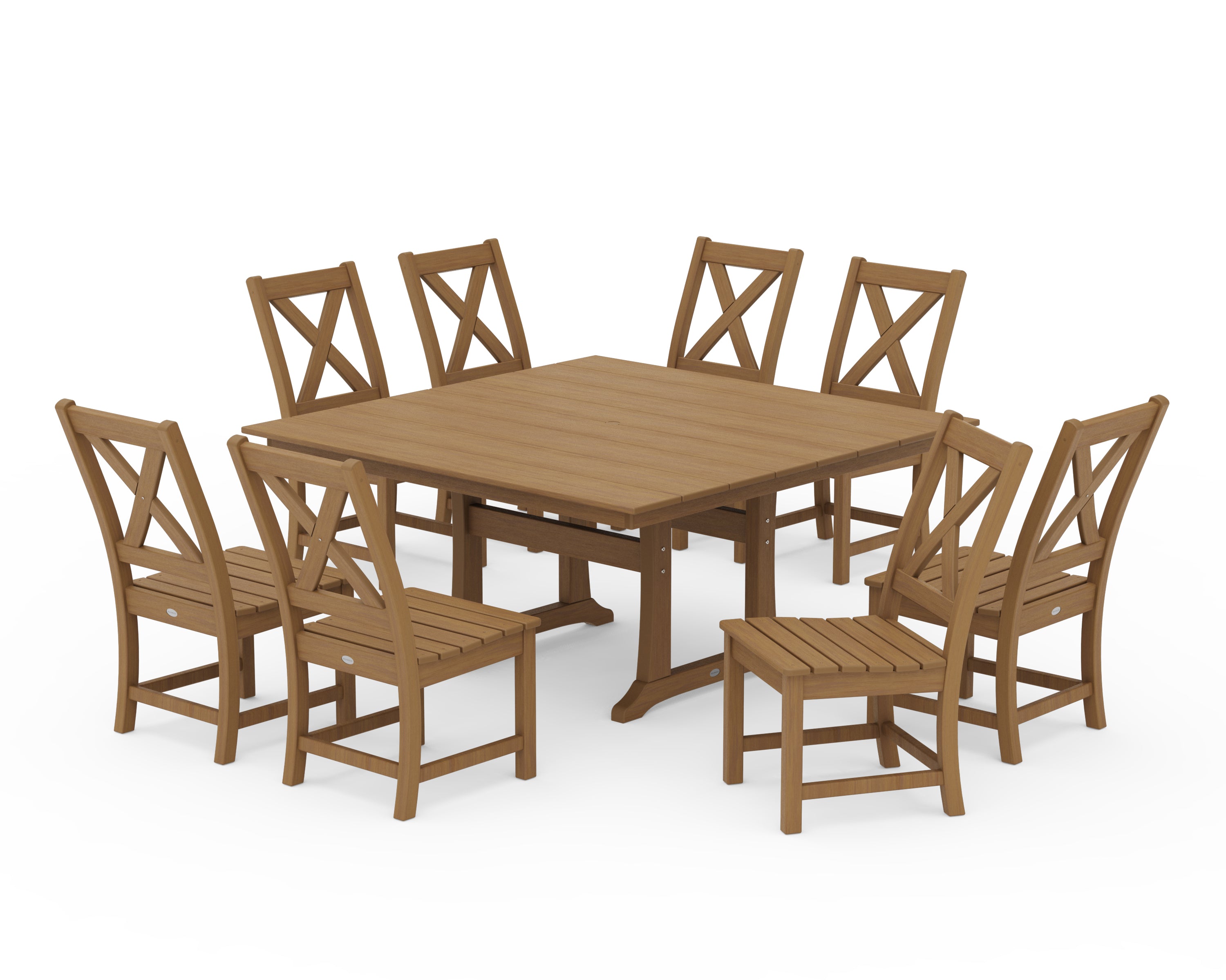 POLYWOOD Braxton Side Chair 9-Piece Farmhouse Dining Set in Natural
