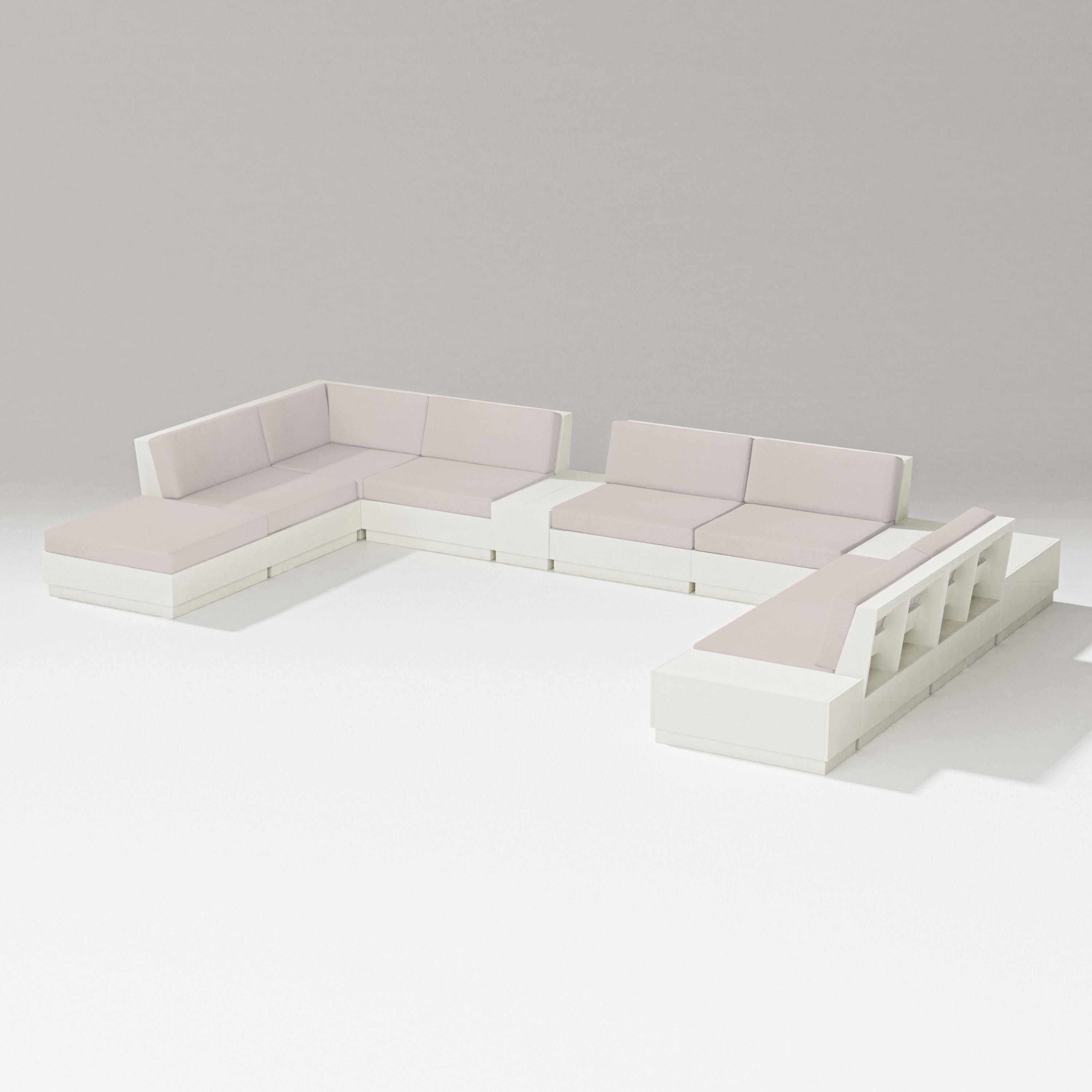 PW Designer Series Elevate 11-Piece Conversation Sectional Set in Vintage White / Dune Burlap