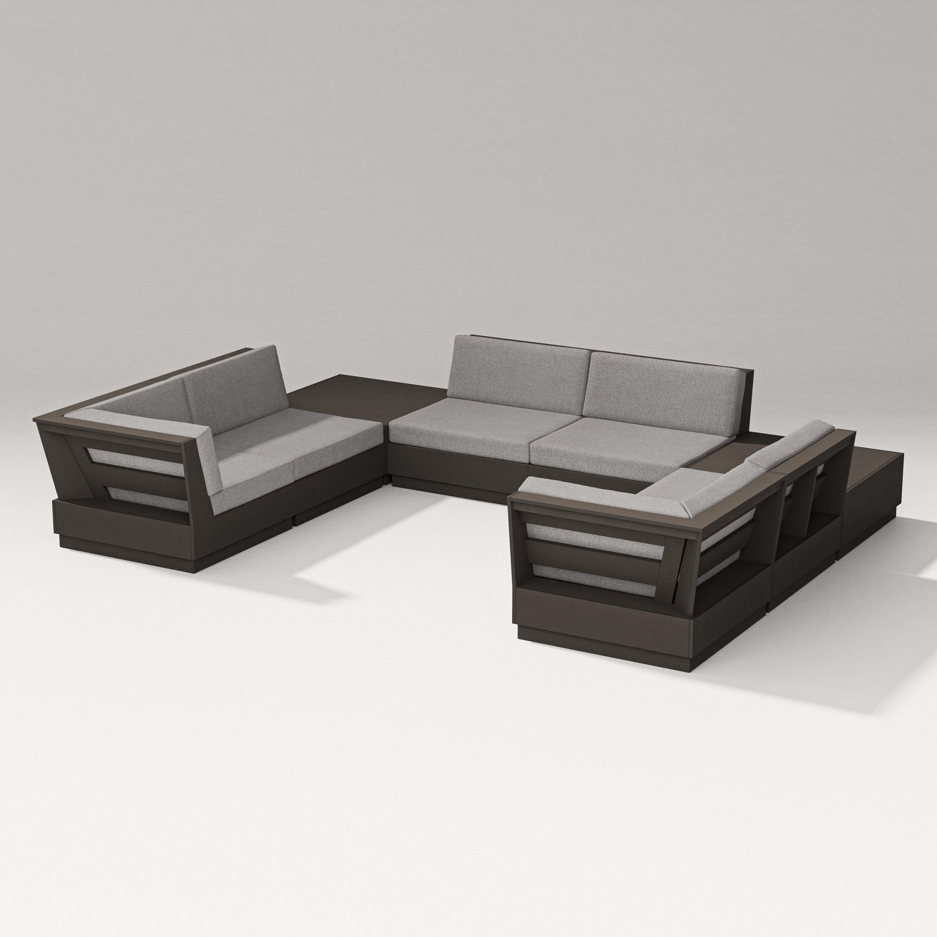 PW Designer Series Elevate 8-Piece U-Shaped Sectional in Vintage Coffee / Grey Mist
