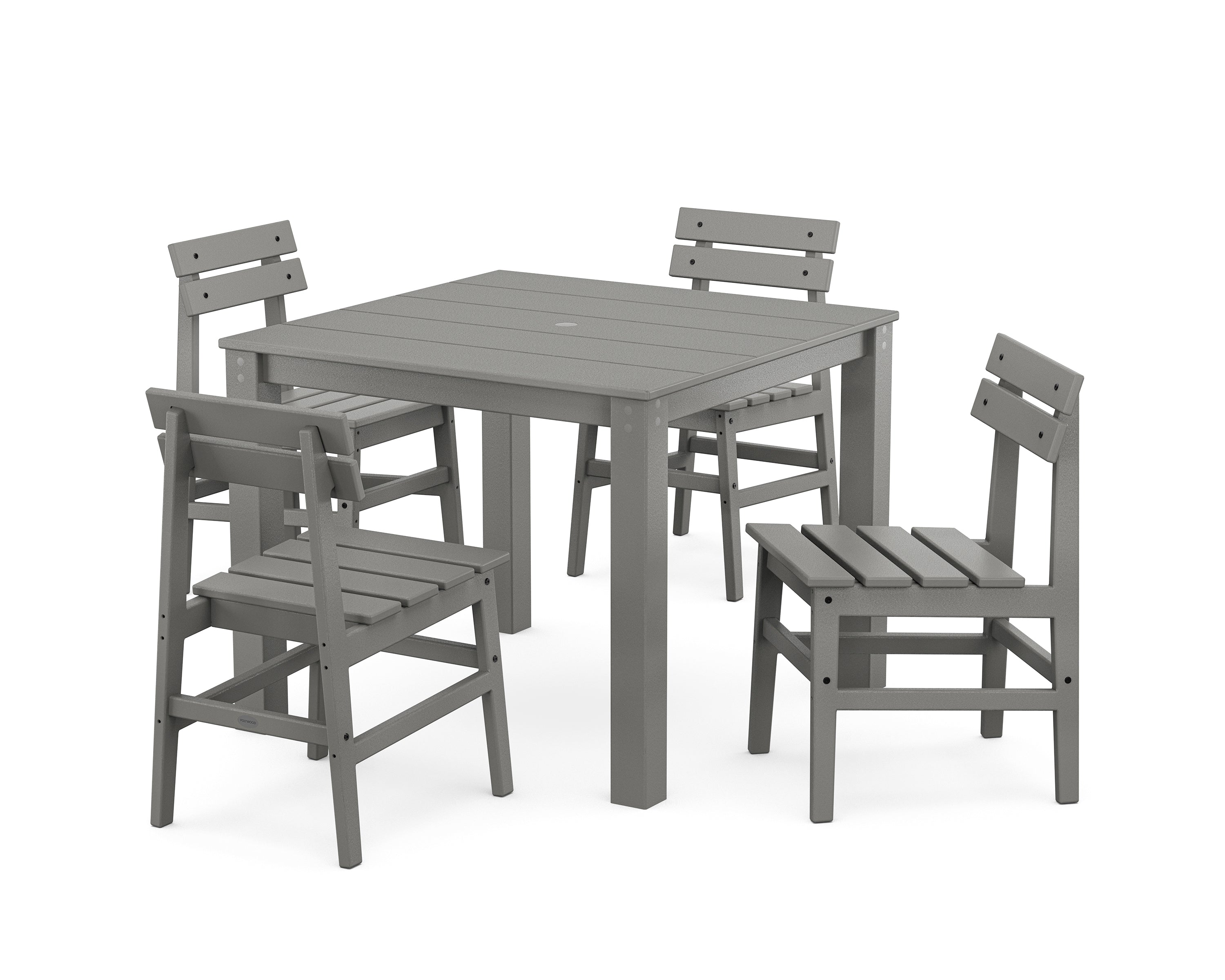 POLYWOOD Modern Studio Plaza Chair 5-Piece Parsons Dining Set in Slate Grey