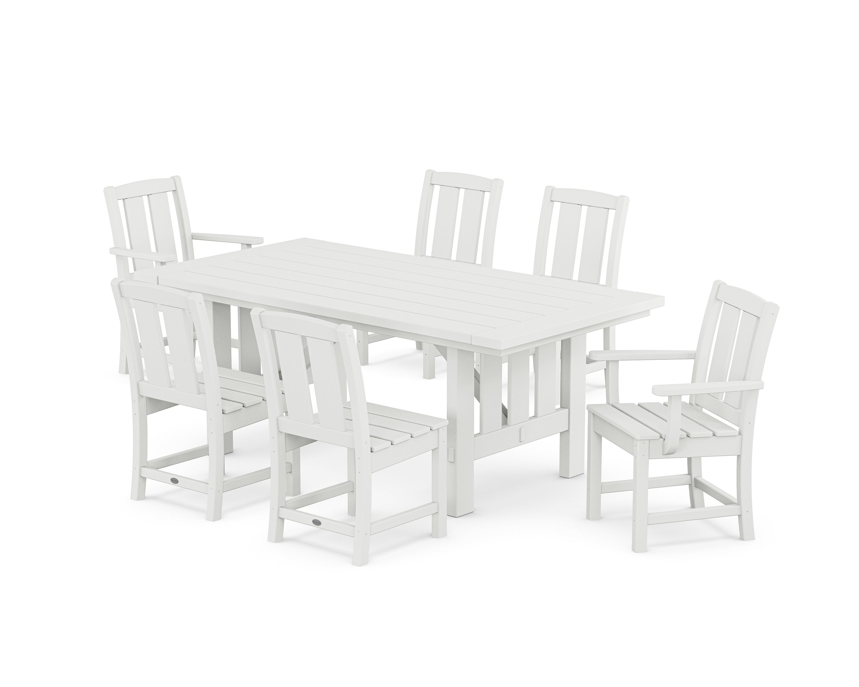 POLYWOOD Mission 7-Piece Dining Set with Mission Table in White