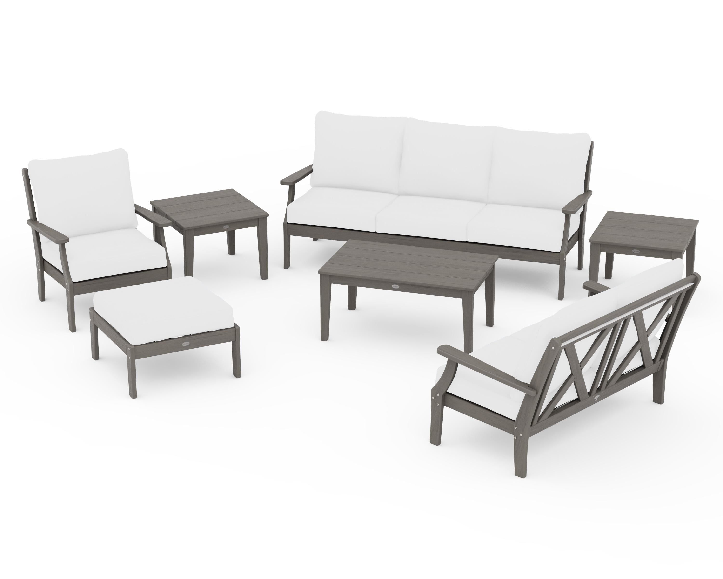 POLYWOOD Braxton 7-Piece Deep Seating Set in Driftwood / Natural
