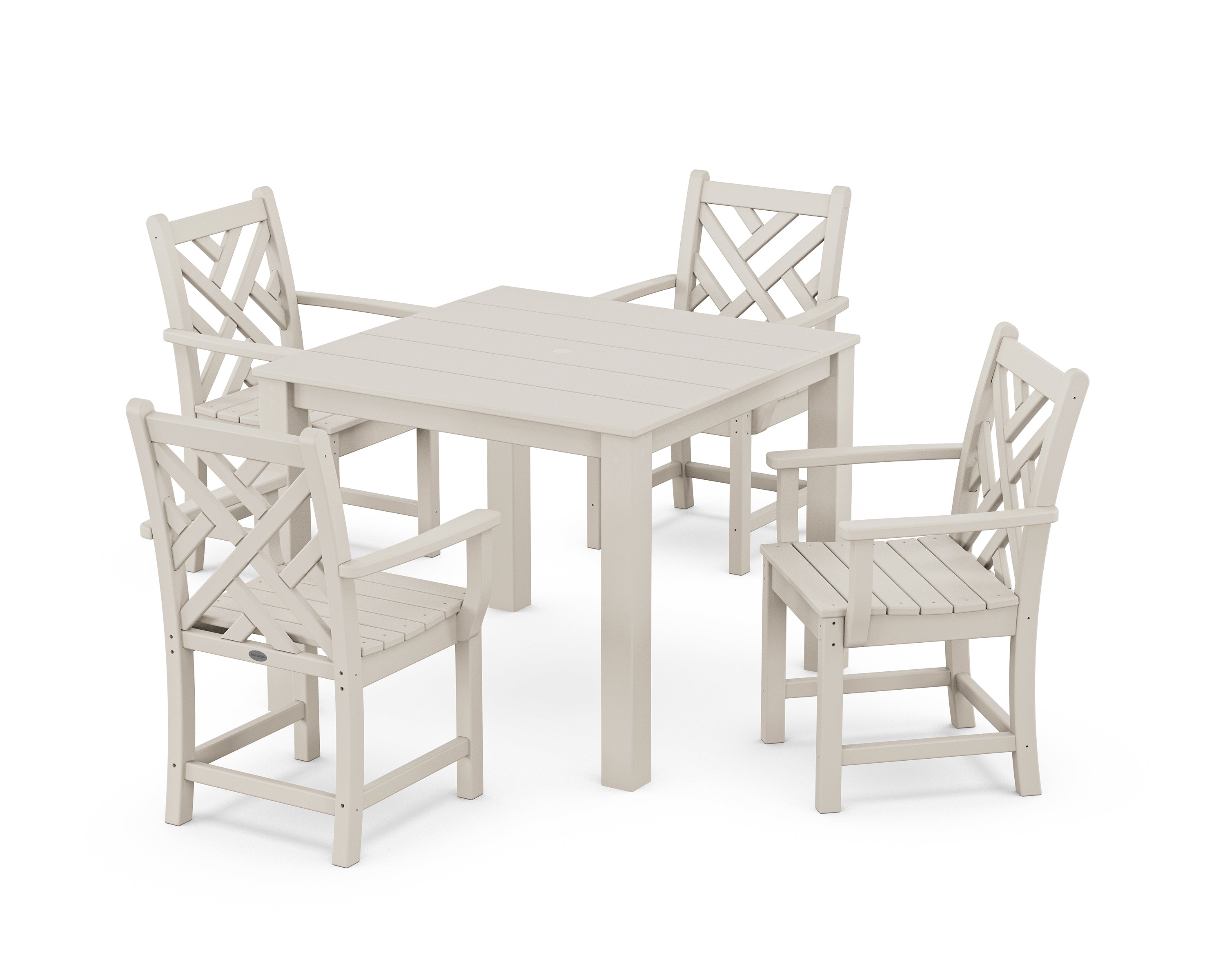 POLYWOOD Chippendale 5-Piece Parsons Dining Set in Sand