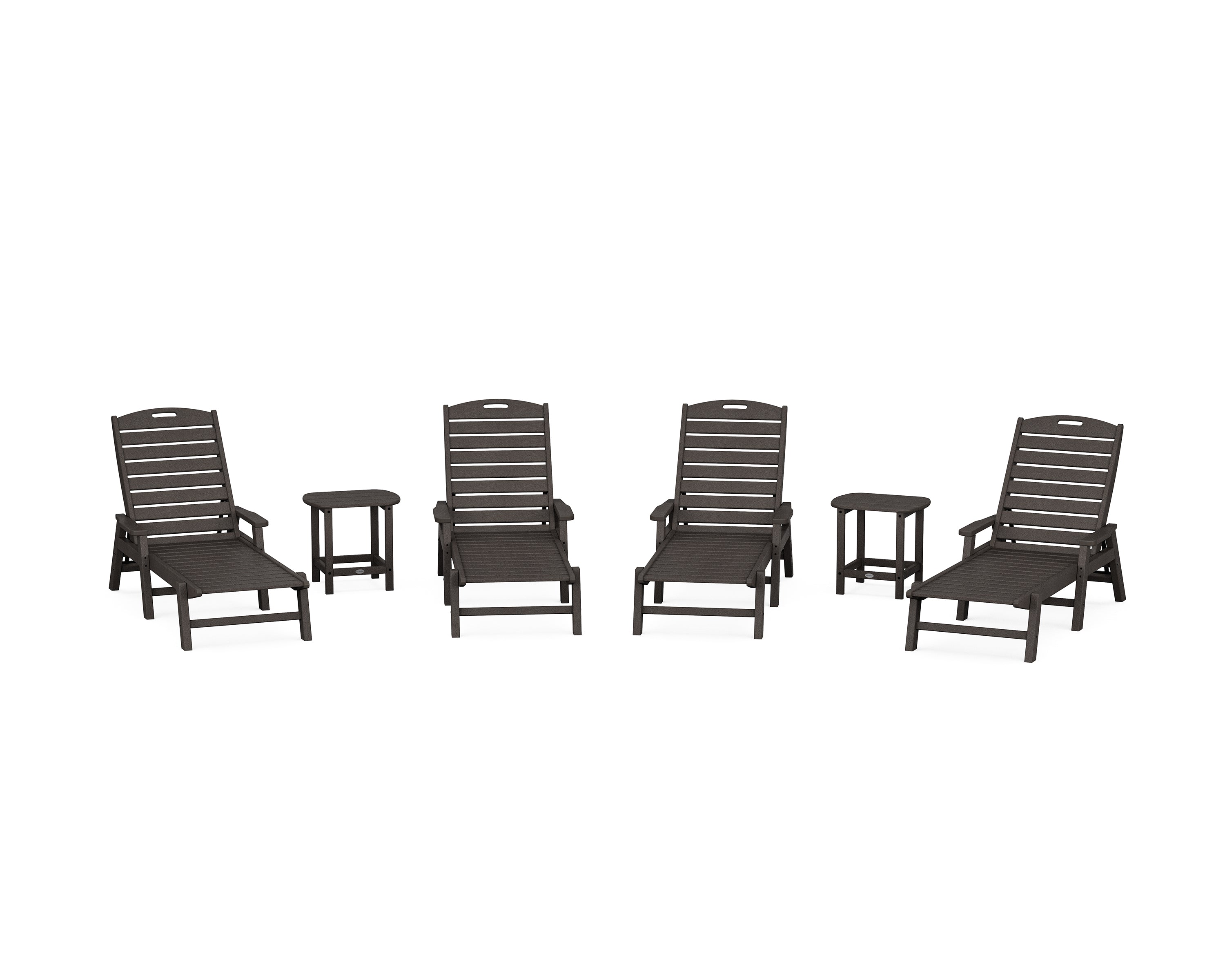 POLYWOOD Nautical Chaise 6-Piece Set with Arms in Vintage Coffee