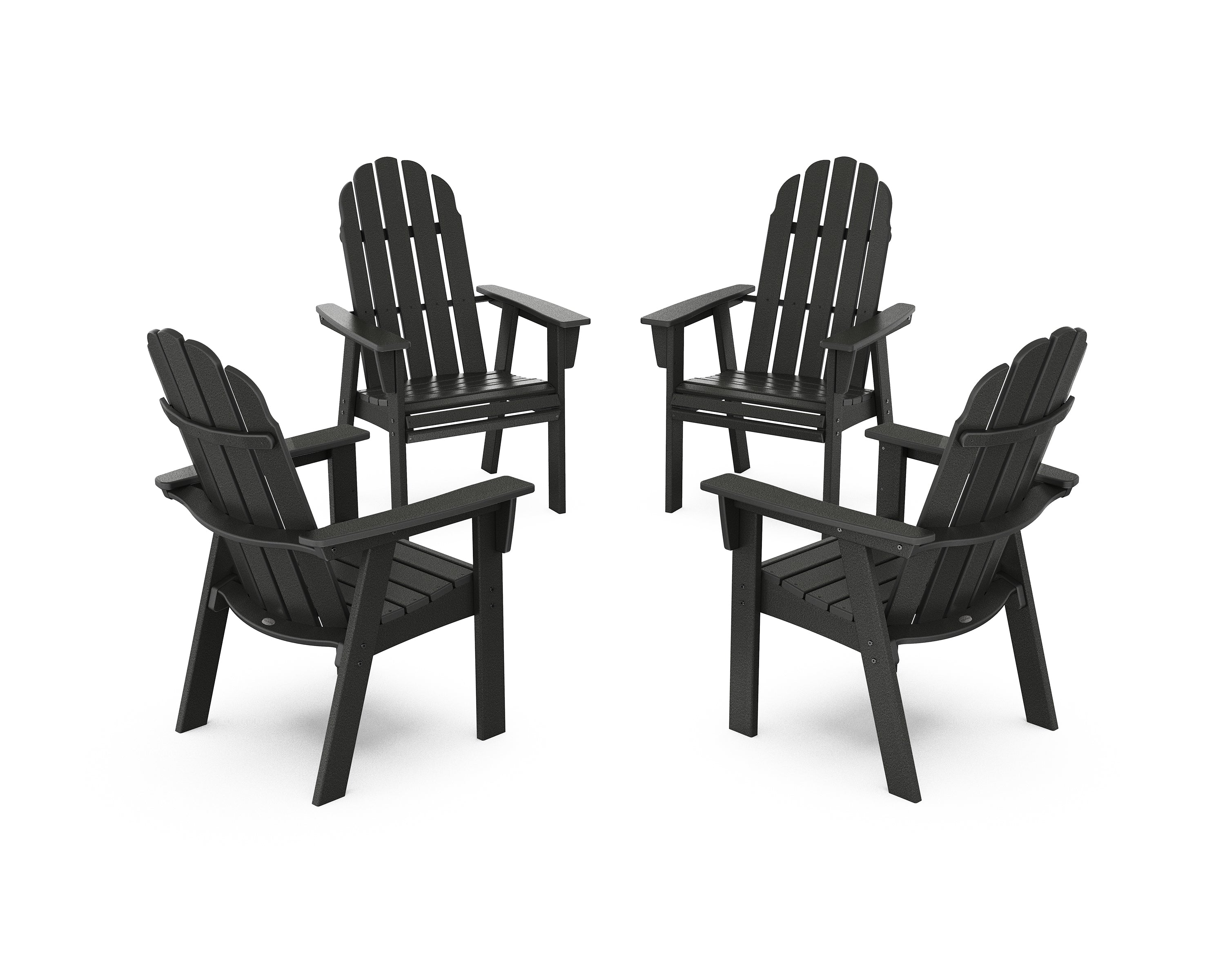 POLYWOOD Vineyard 4-Piece Curveback Upright Adirondack Conversation Set in Black