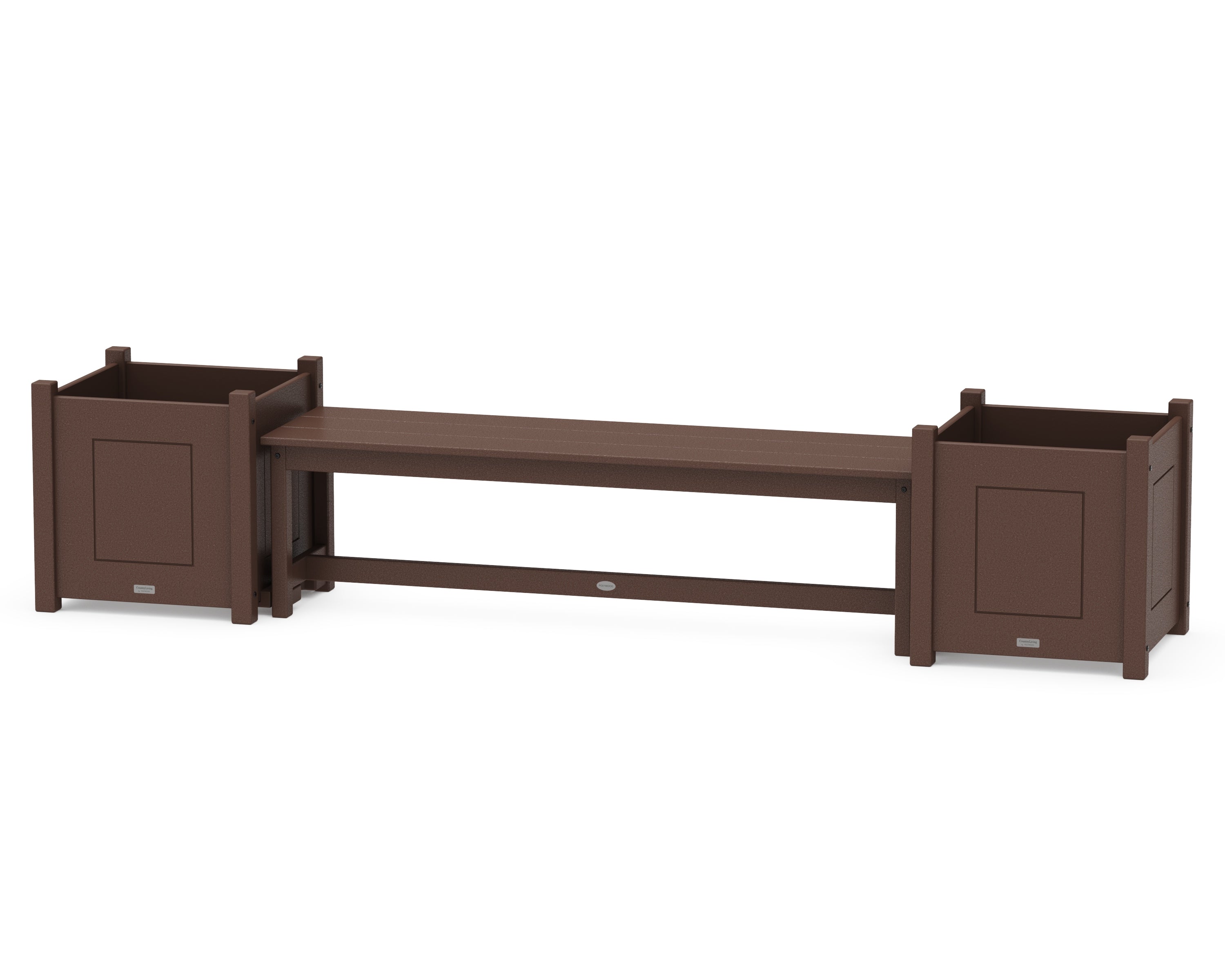 Country Living 60" Country Living Straight Planter Bench Set - Large in Mahogany