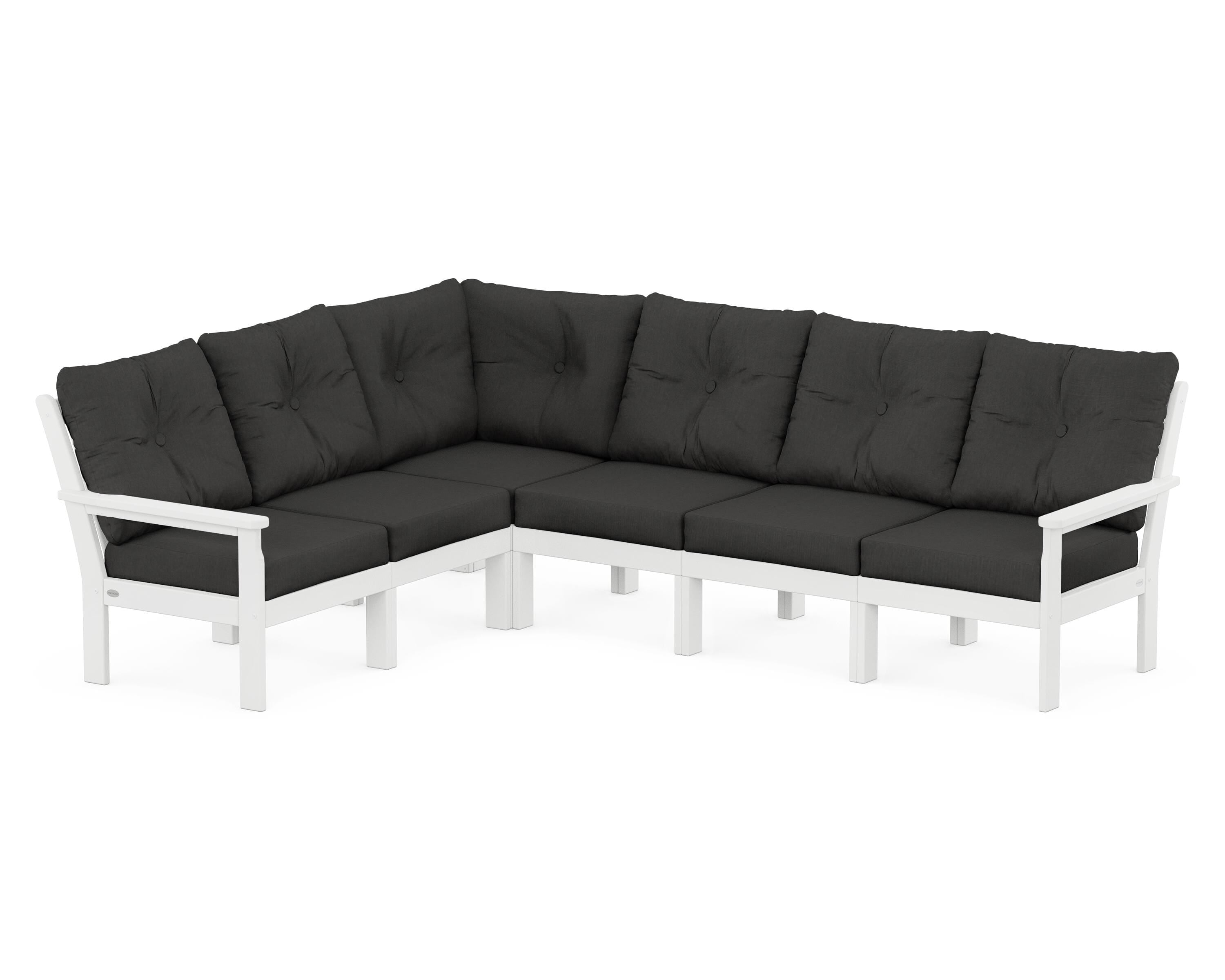 POLYWOOD Vineyard 6-Piece Sectional in White / Spectrum Carbon