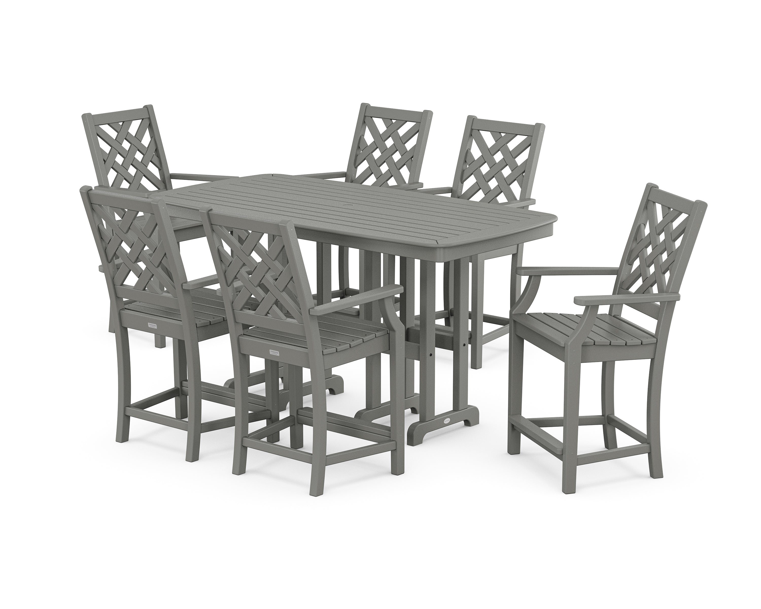 Country Living Wovendale Arm Chair 7-Piece Counter Set in Slate Grey